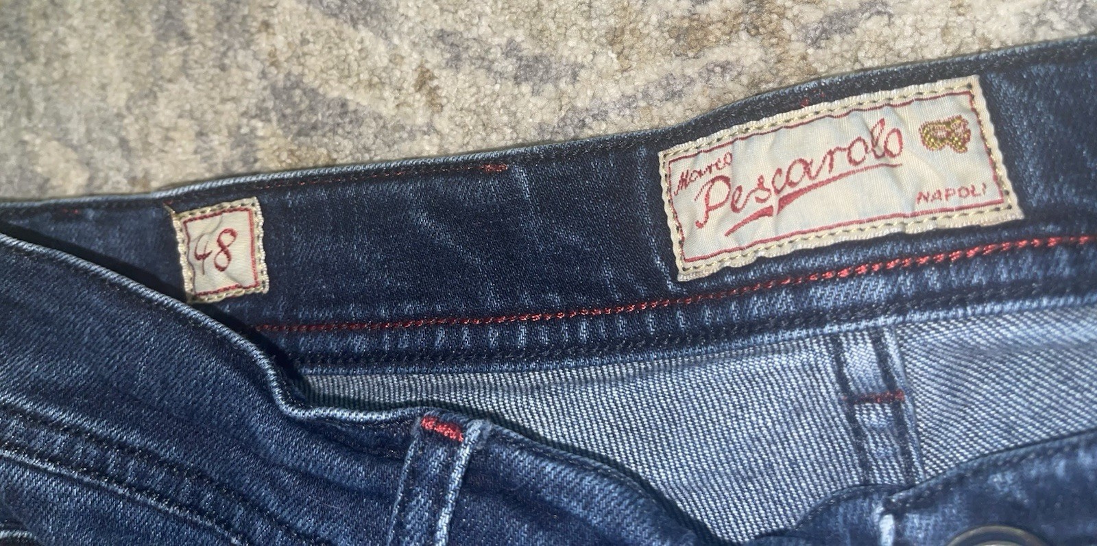 Marco Pescarolo Napoli Dark Wash Blue Denim Jeans Slim Straight Mid Rise 48
