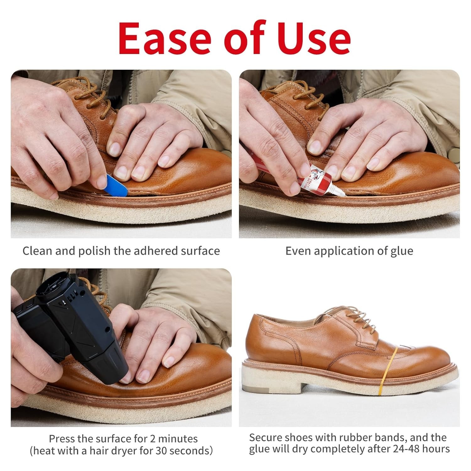 Shoe Glue, Strong, Clear Shoe Repair Glue for Sneakers, Boots, Handbags, Soles,
