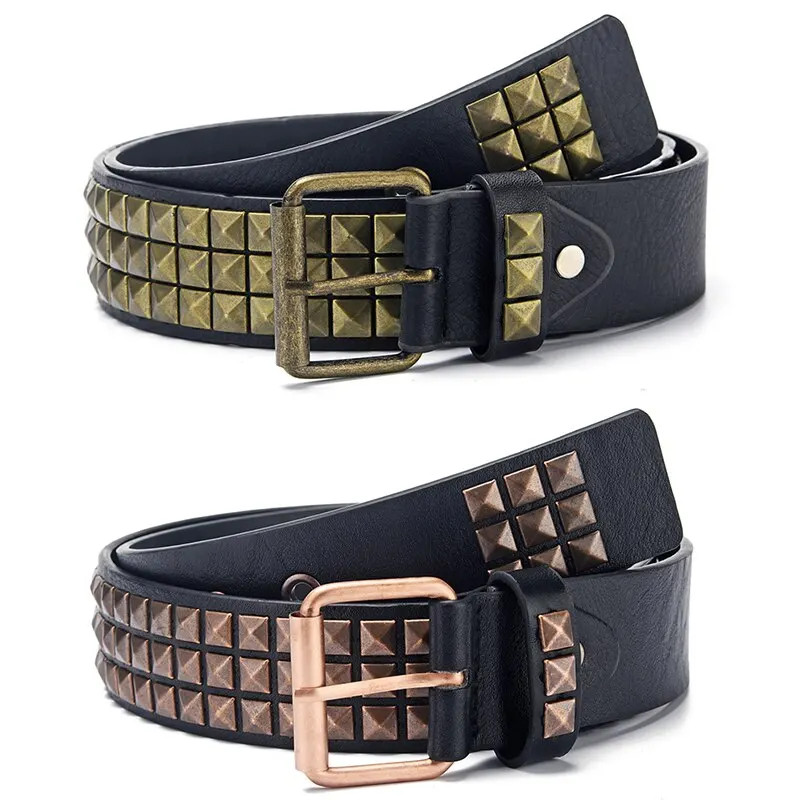 Studded Punk Rock Rivet Belt for Men & Women Pyramid Metal Silver Design USA