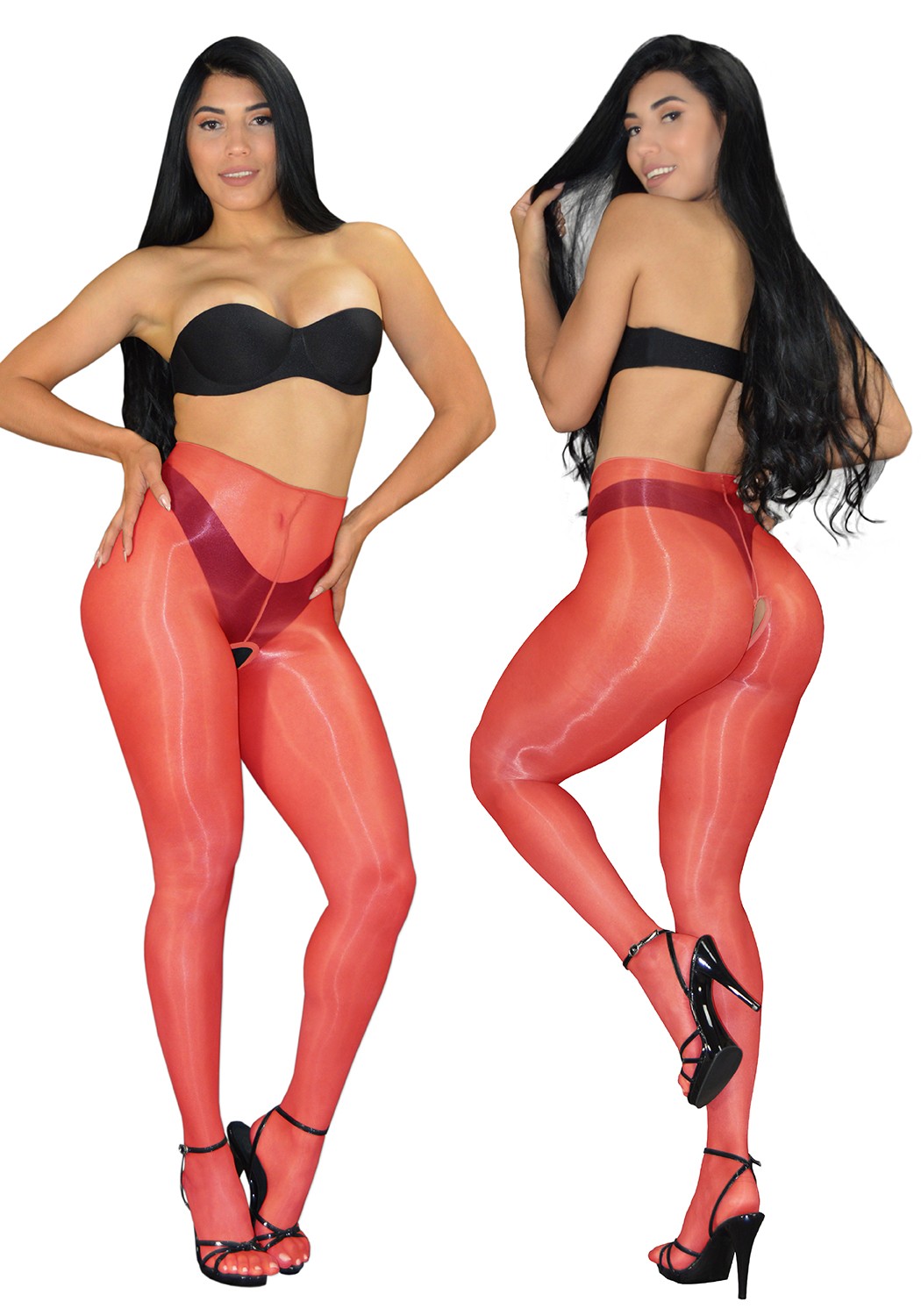 Vespa – Crotchless Ultra Shine Pantyhose Sheer to Waist & Sheer Toe