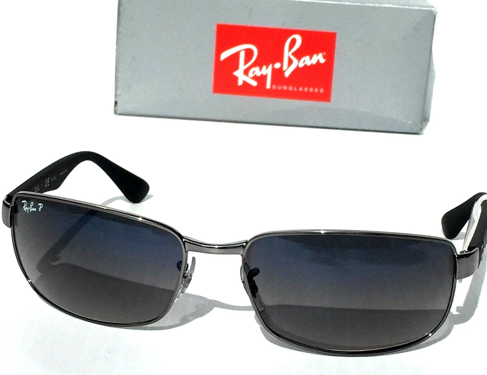 NEW* Ray Ban Gunmetal & Black w POLARIZED Grey Blue Lens Sunglass RB 3478 004
