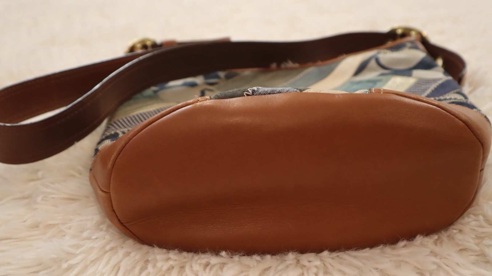 Coach Y2K Vintage Denim Patchwork Leather Brass Bleecker Duffle Bag