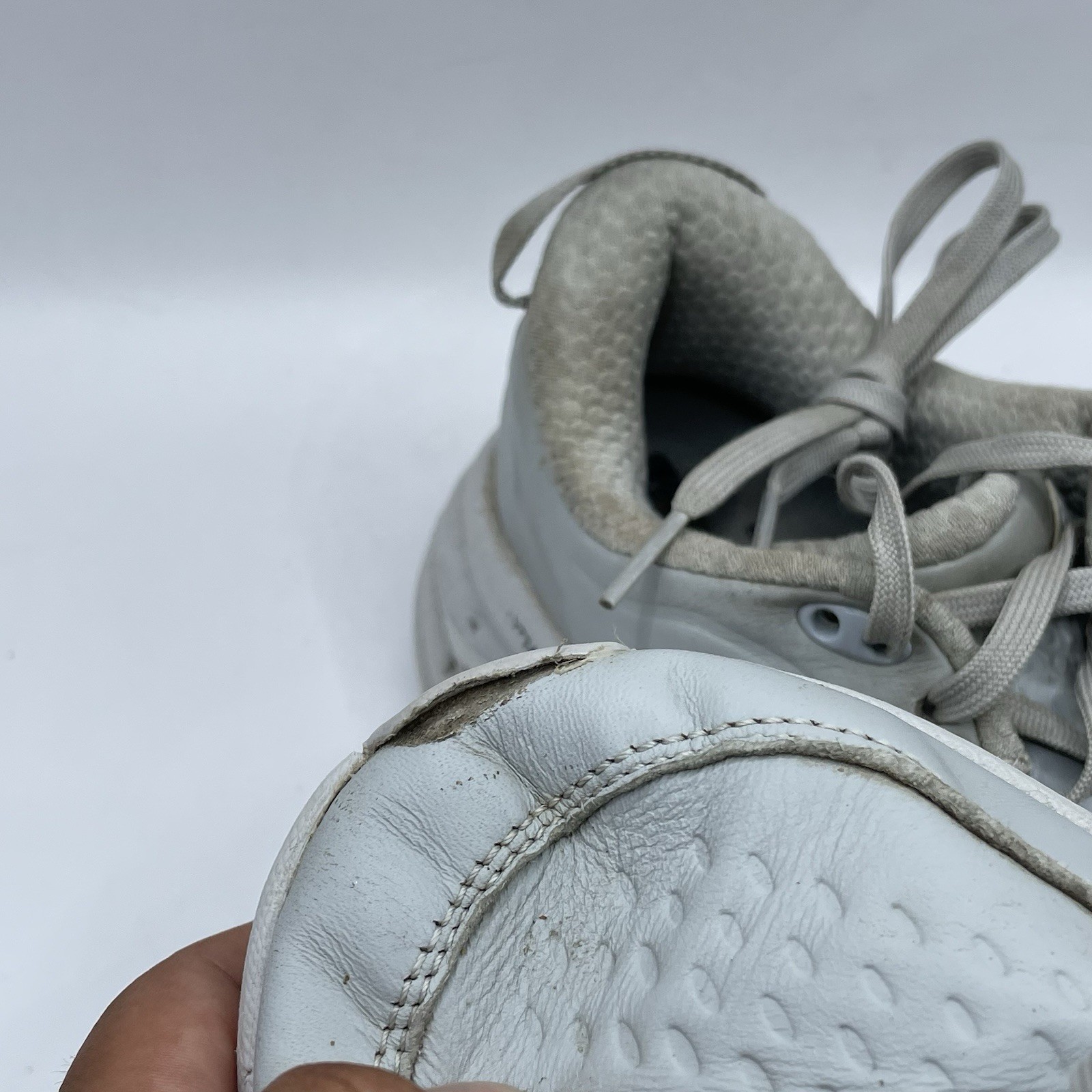 Hoka One One Bondi SR Wide Lace-Up Leather Work Sneakers Gray Women’s Sz 8 D