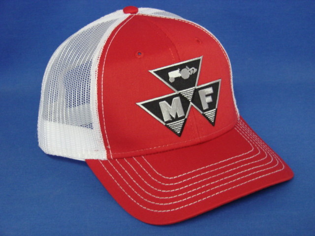 Massey Ferguson Tractor Hat – Red White Mesh – Tri Logo – Snapback