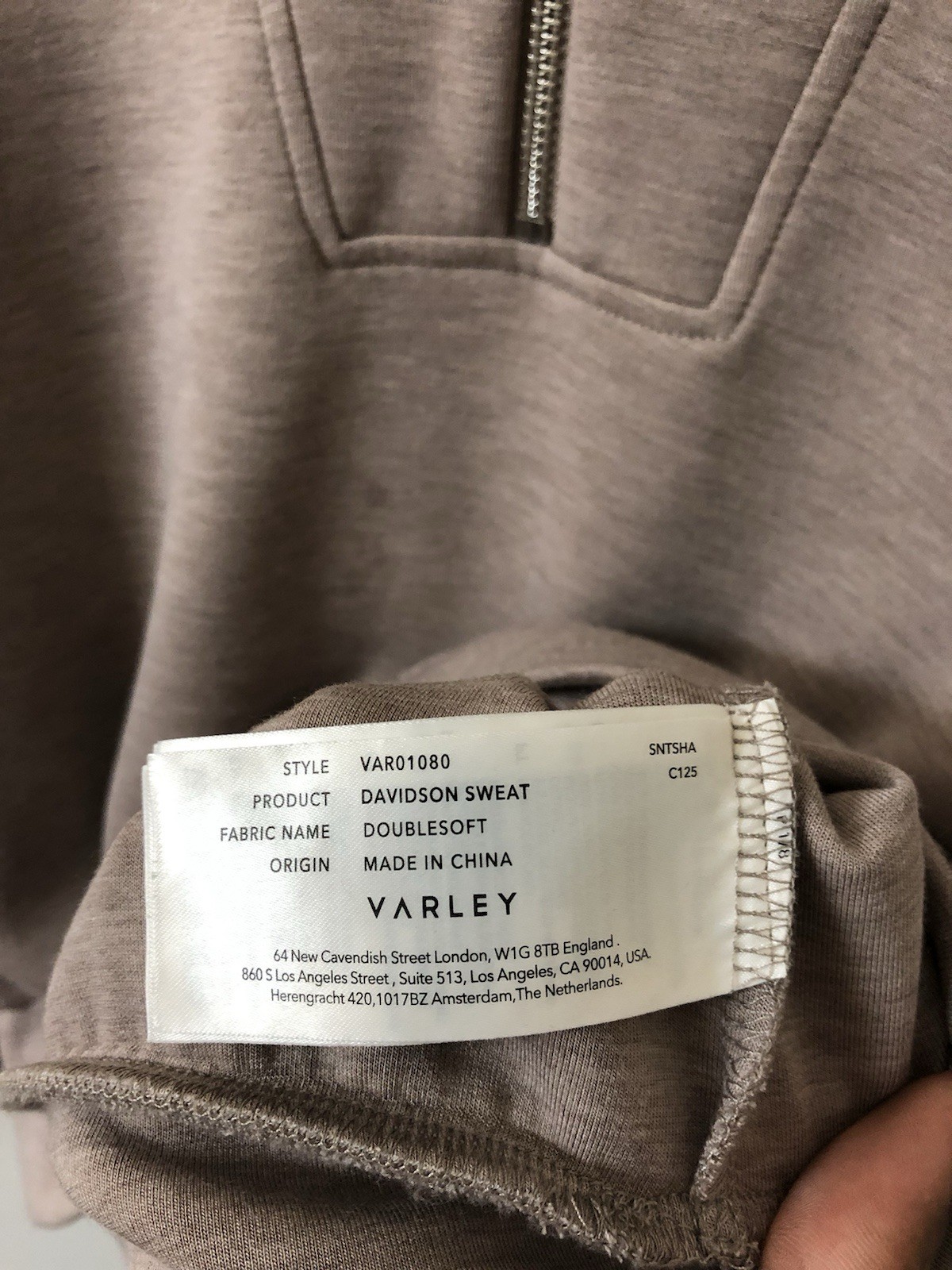 Varley Doublesoft Davidson 1/4 Zip Pullover Sweatshirt Size Womens Small Taupe