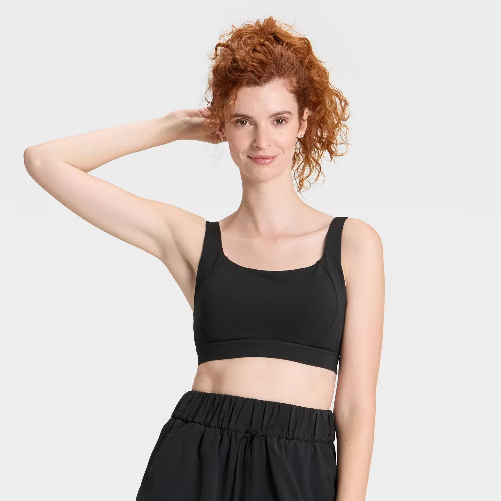 Women High Support Convertible Sports Bra – All In Motion Black L