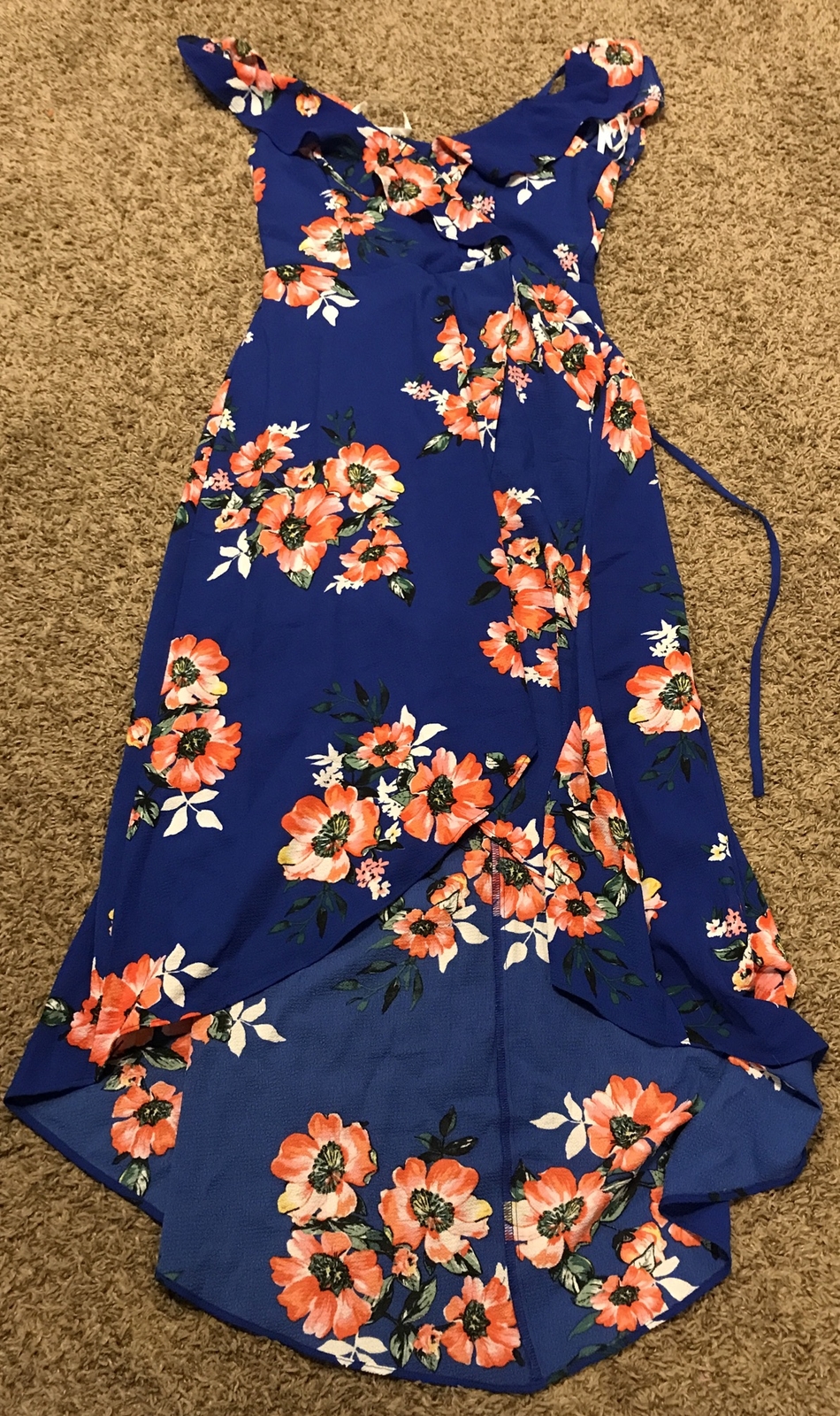 IZ Buyer Womens S Blue Floral Dress Lined Polyester Blend B8