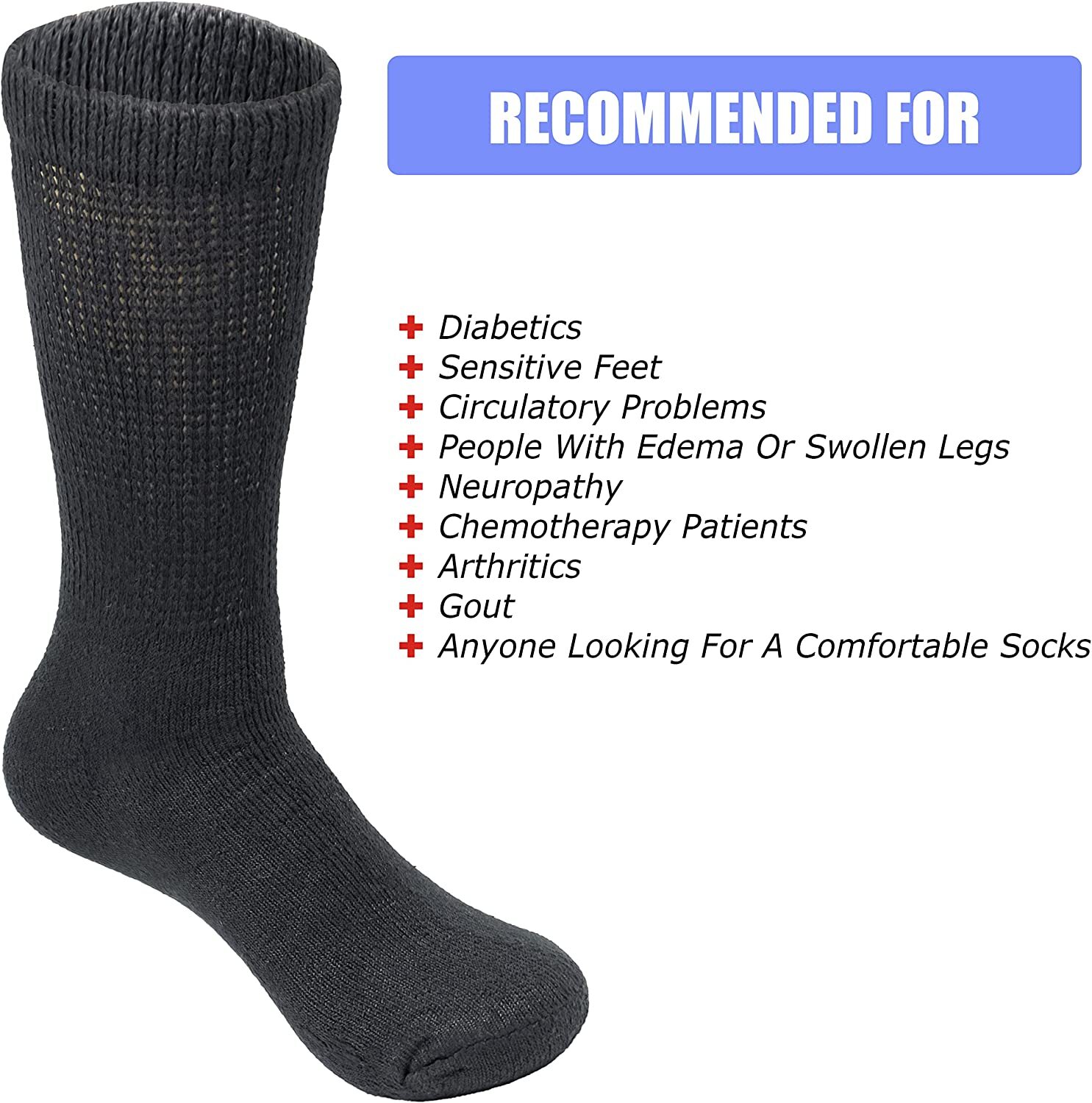 3-12 Pairs For Mens Womens Circulatory Diabetic Health Crew Ankle Cotton Socks