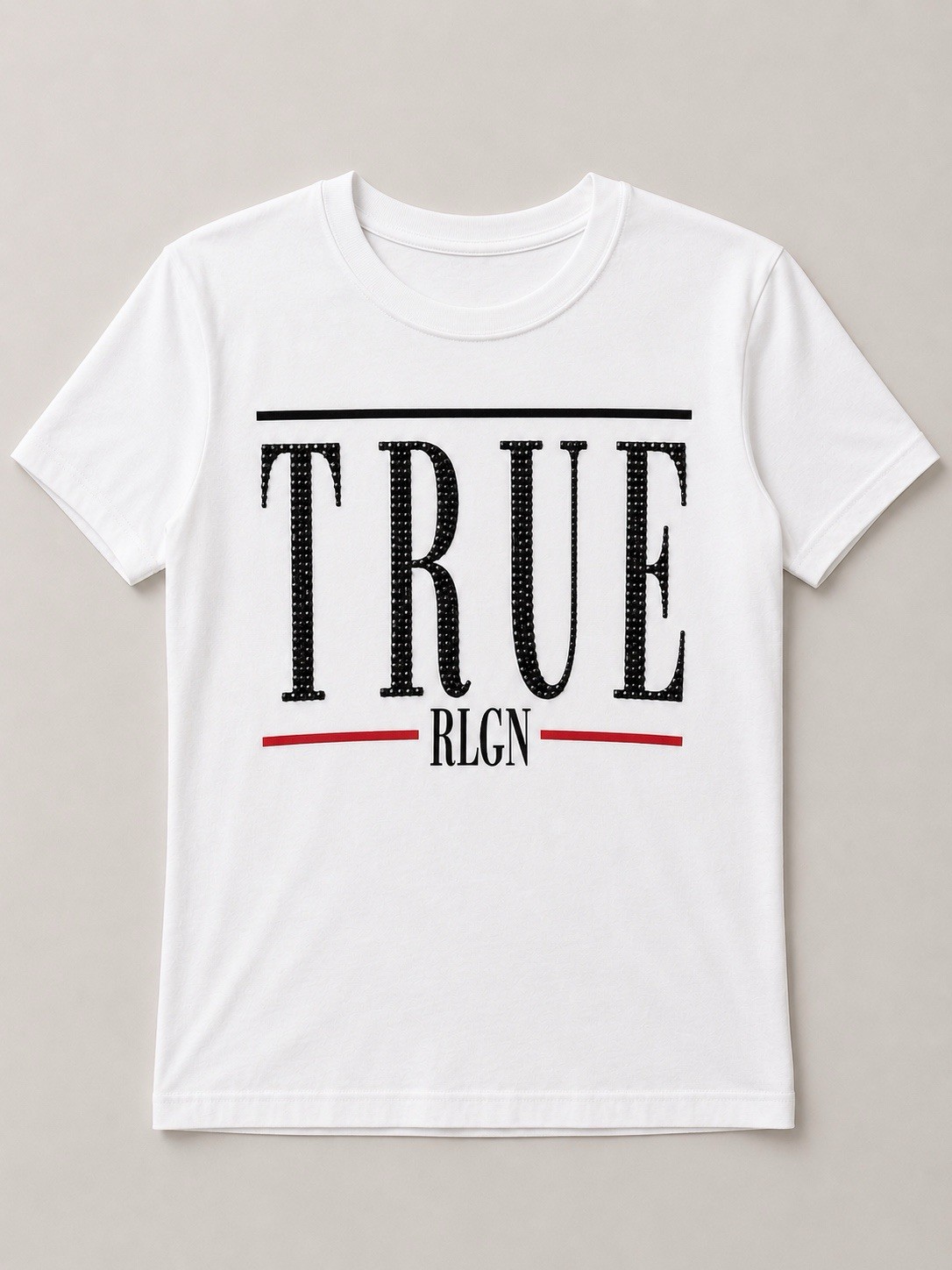True Religion Rhinestone Logo Graphic Tee White Women’s Size Medium