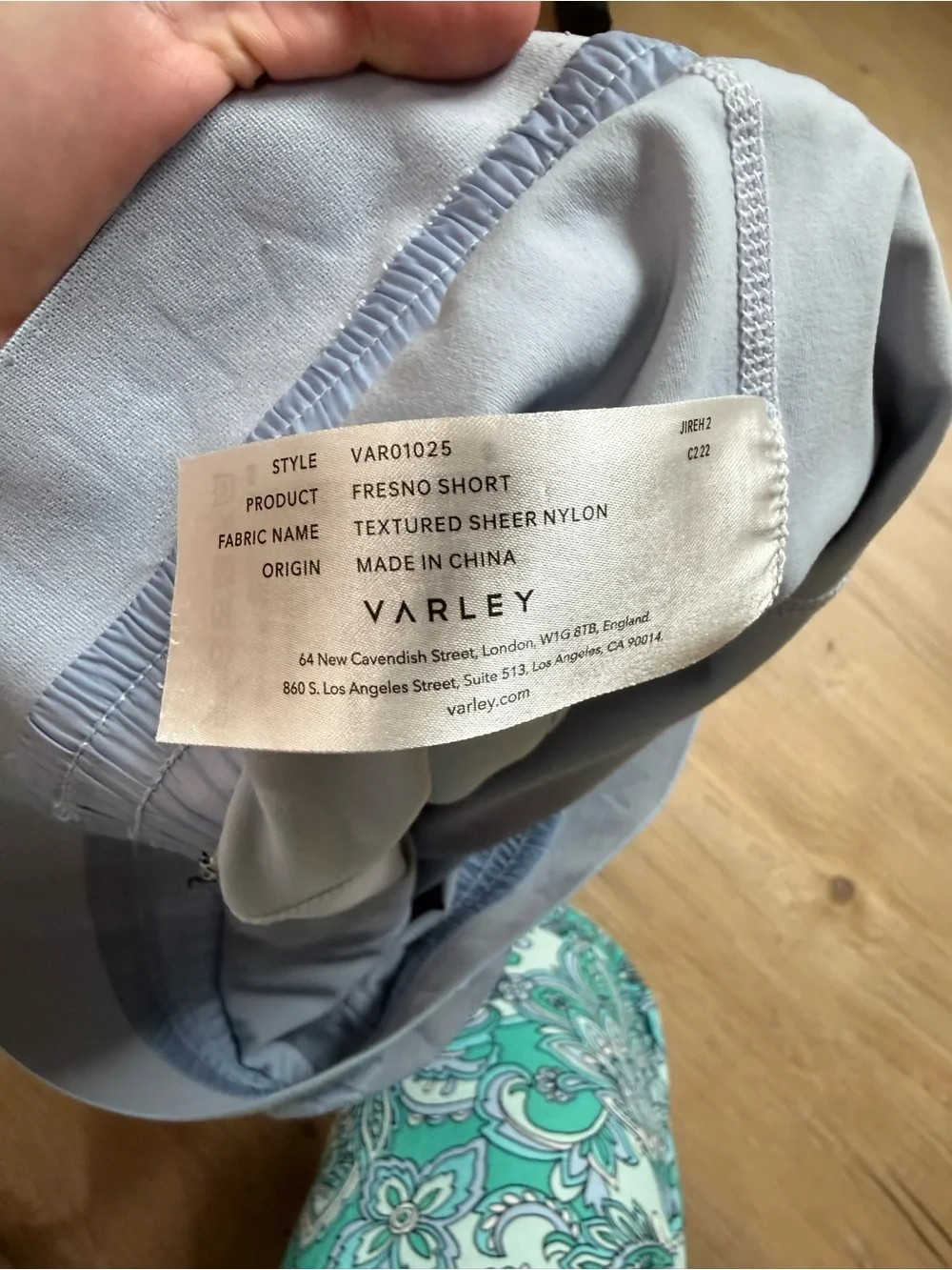 VARLEY Fresno Shorts Large Blue Sheer Nylon 2-in-1 Athletic Running Shorts