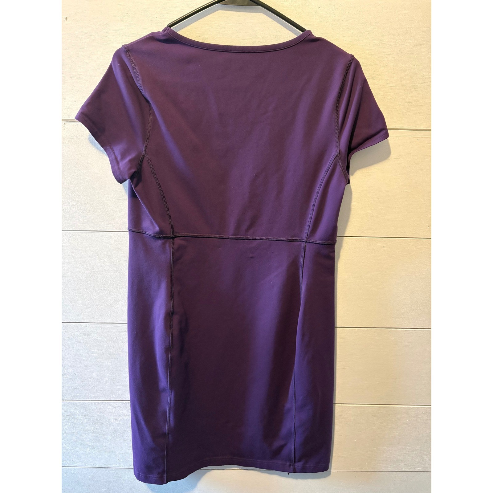 Duluth Trading Co Womens Short Sleeve Dress Purple Scoop Neck Small