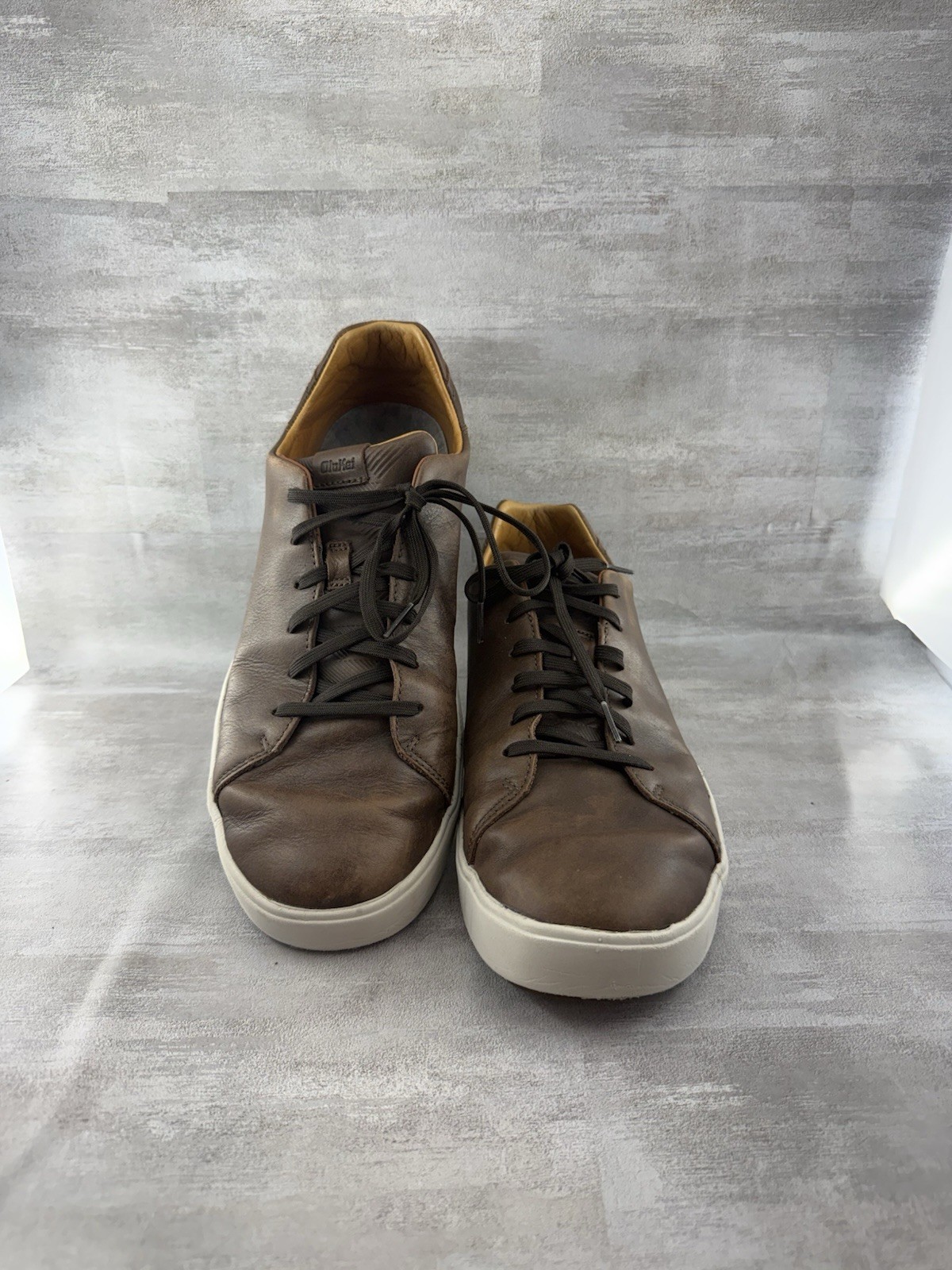 Olukai Lae’ahi Li ‘Ili Men’s Stone Brown Leather Sneakers Sz 12 US M