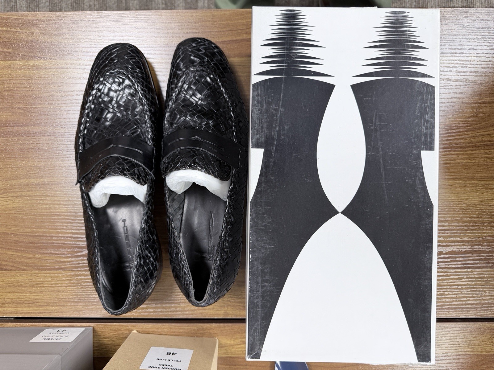 Brand: Moreschi Woven Leather Loafers With Leather Sole Size 10.5 Color: Black