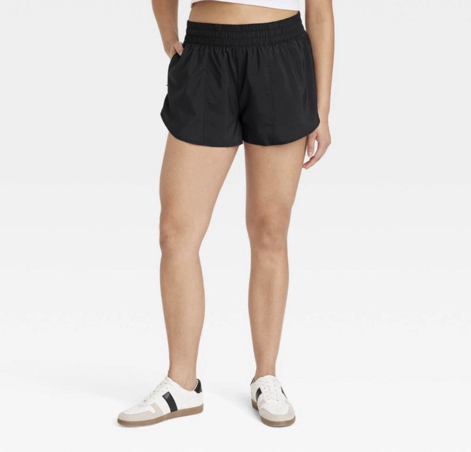 NWT~ All in Motion sz S Black Woven Run Shorts 3″ Mid Rise Light Stretch S17