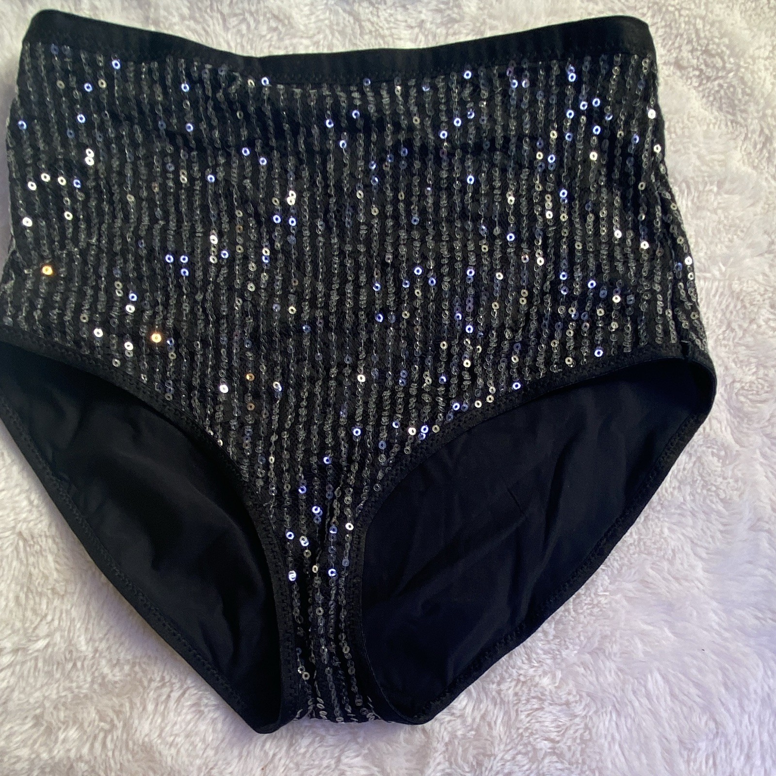 Wild Fable Light Blue Sequin Lace Underwire Balconette + Black High-Waist XXS