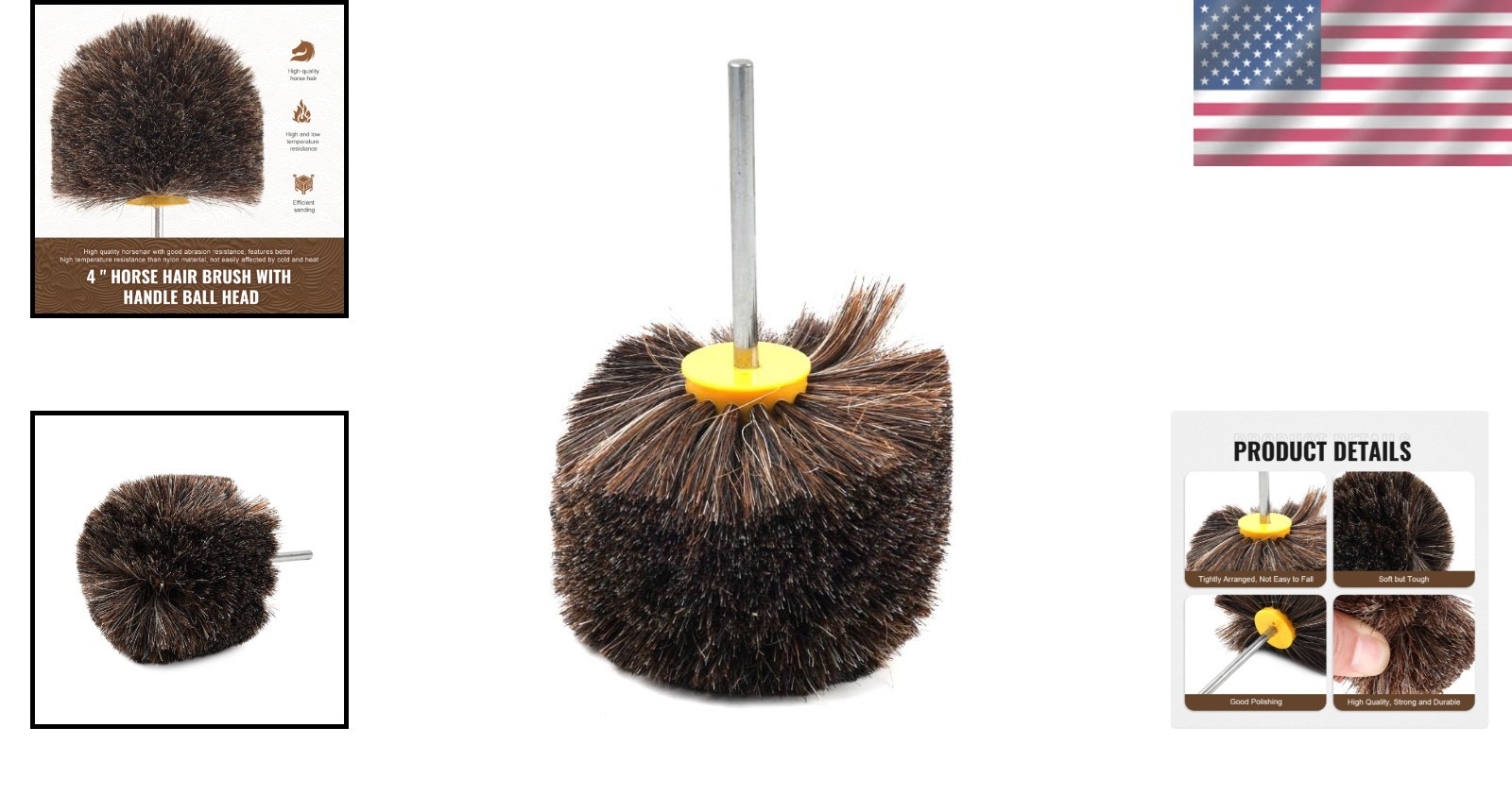 Horsehair Polishing Wheel Brush for Surface Buffing Grinding Drum Buffer 4 In…