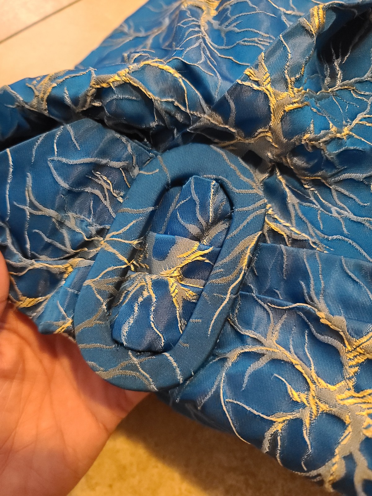 Rare VTG 50s FRANK USHER Blue Metallic Lightning/Branch/Neuron Jacquard Dress