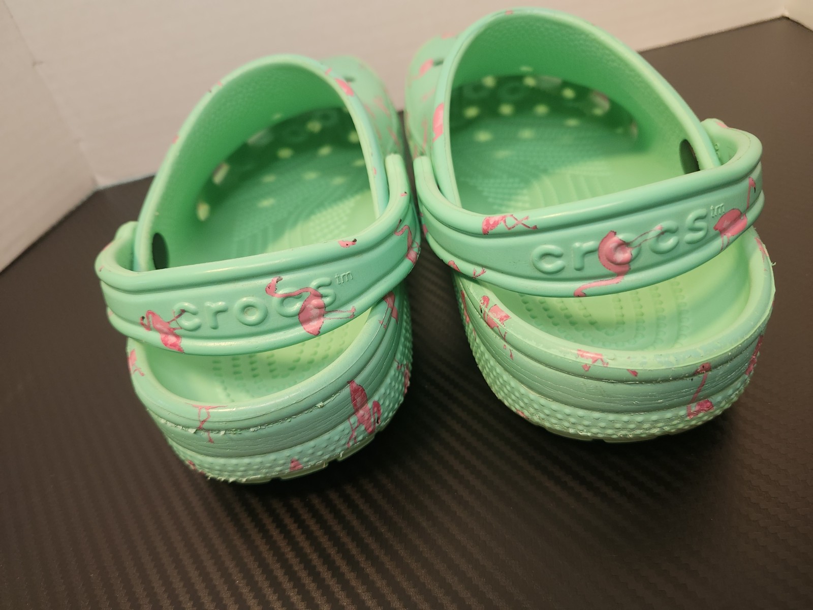 Crocs Classic Clogs Green Blue With Pink Flamingos Size W8 M6