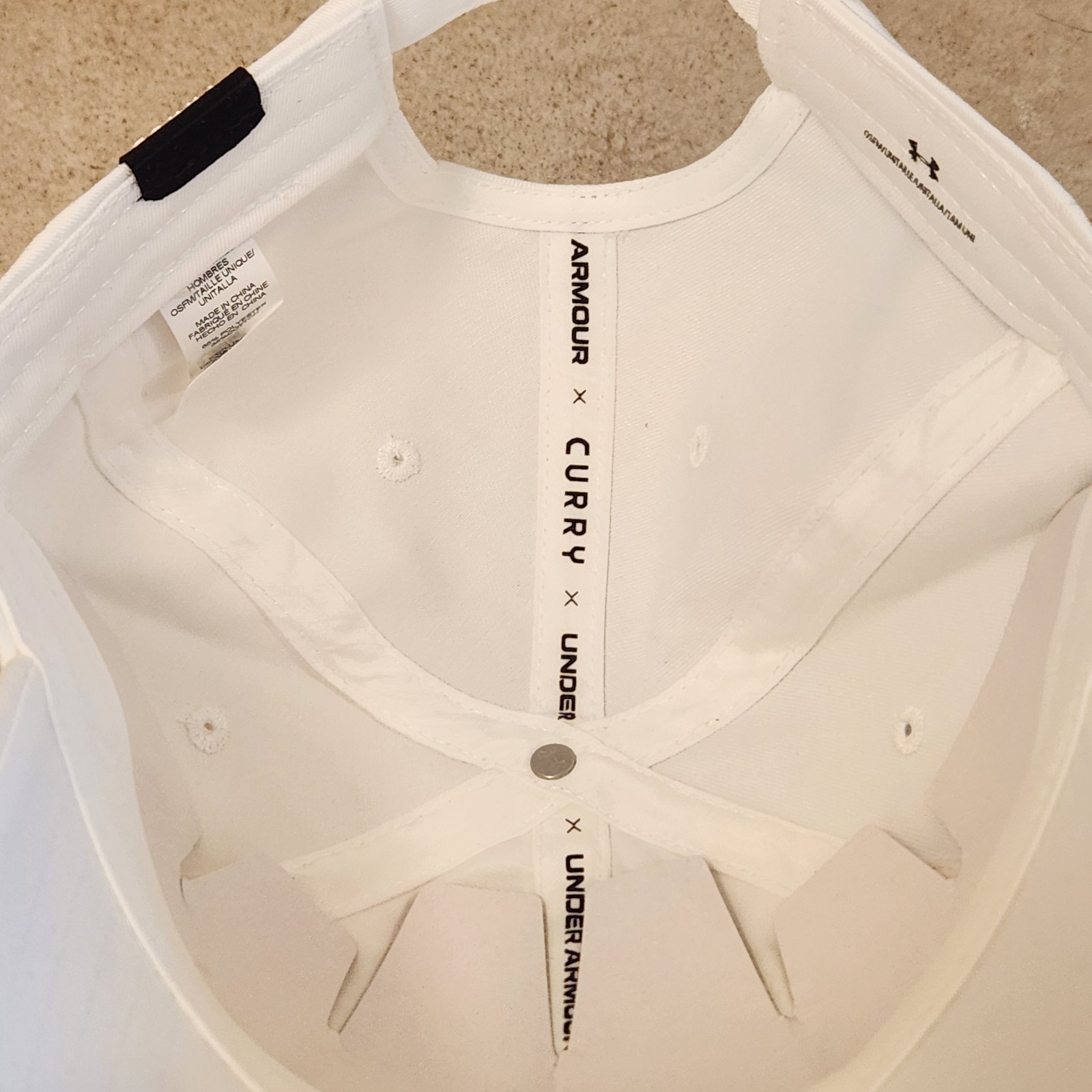 Under Armour UA Steph Curry Adjustable Hat Cap Stephen Curry White Black Logo