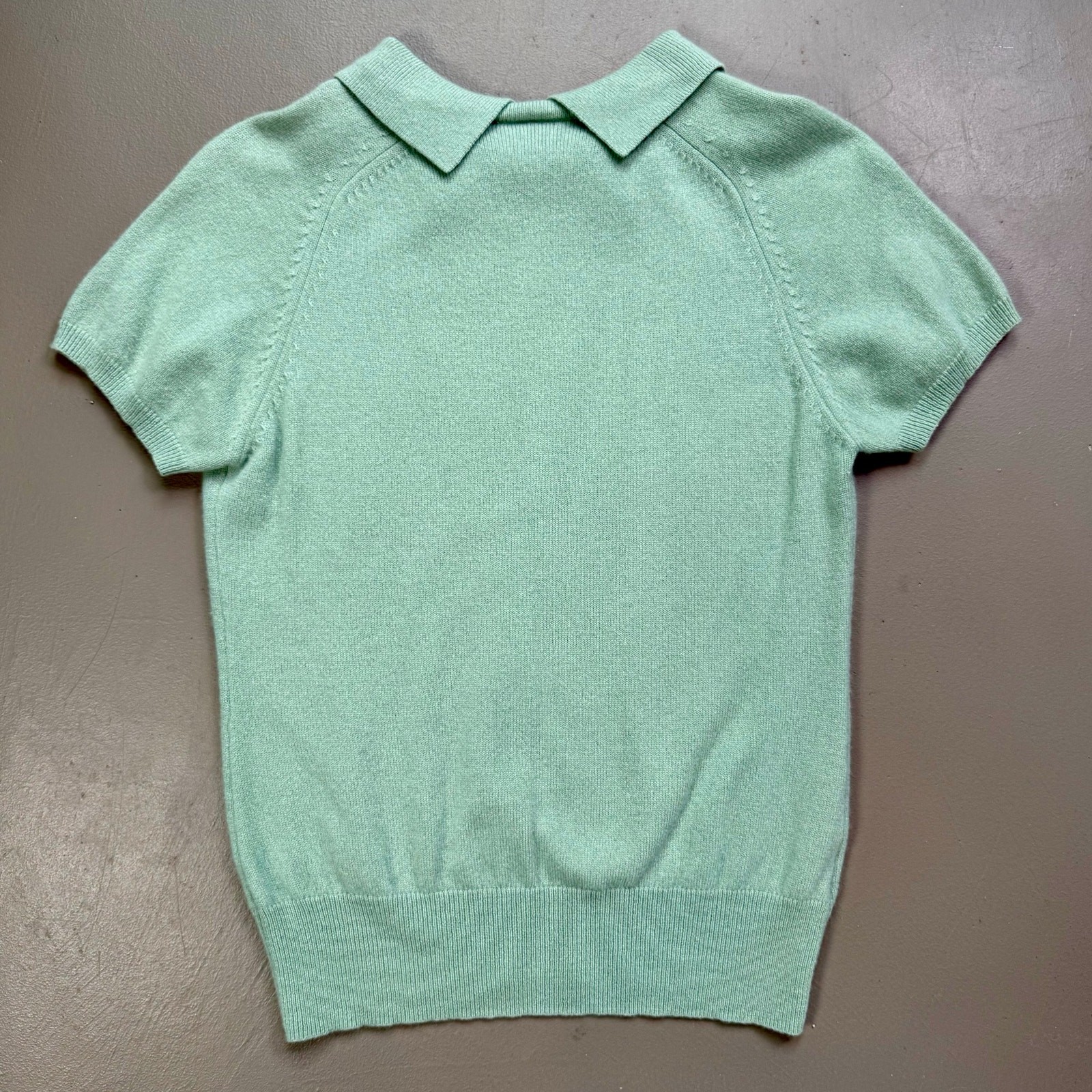 Worth New York 100% Cashmere Sweater Top Peter Pan Collar Mint Green Petite
