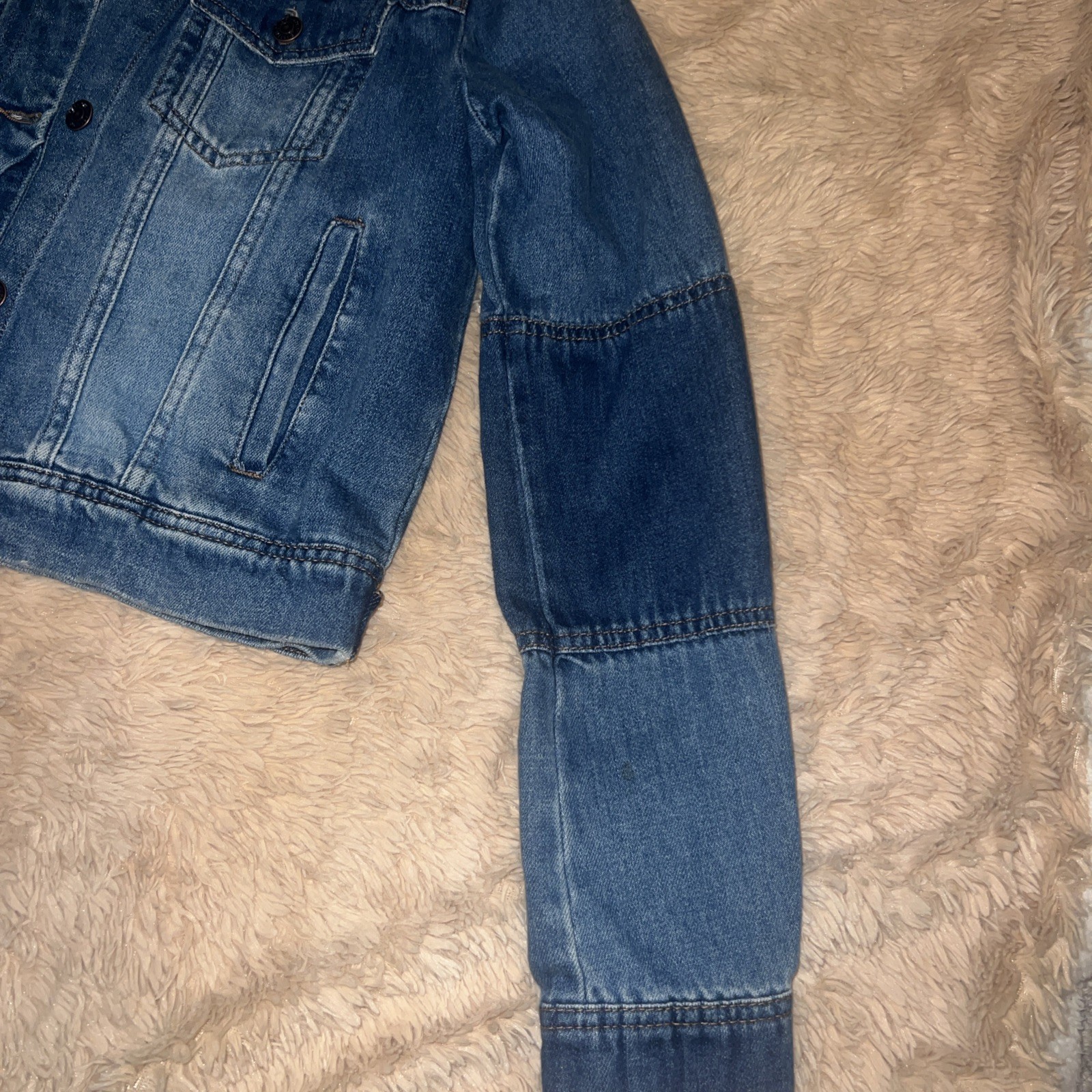 Free People Denim Jacket Womens Small Blue Button Front Cropped Jean