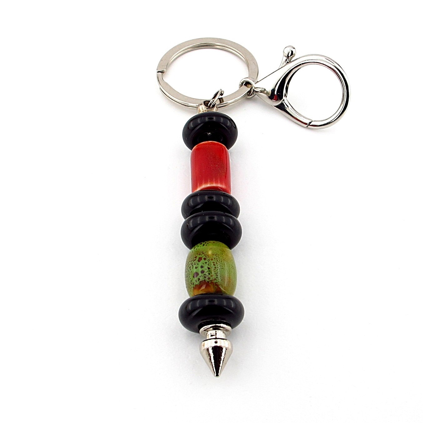 Handmade Ceramic Glass Spike Keychain Purse Bag Charm Punk Gothic ScrewOff BCH08