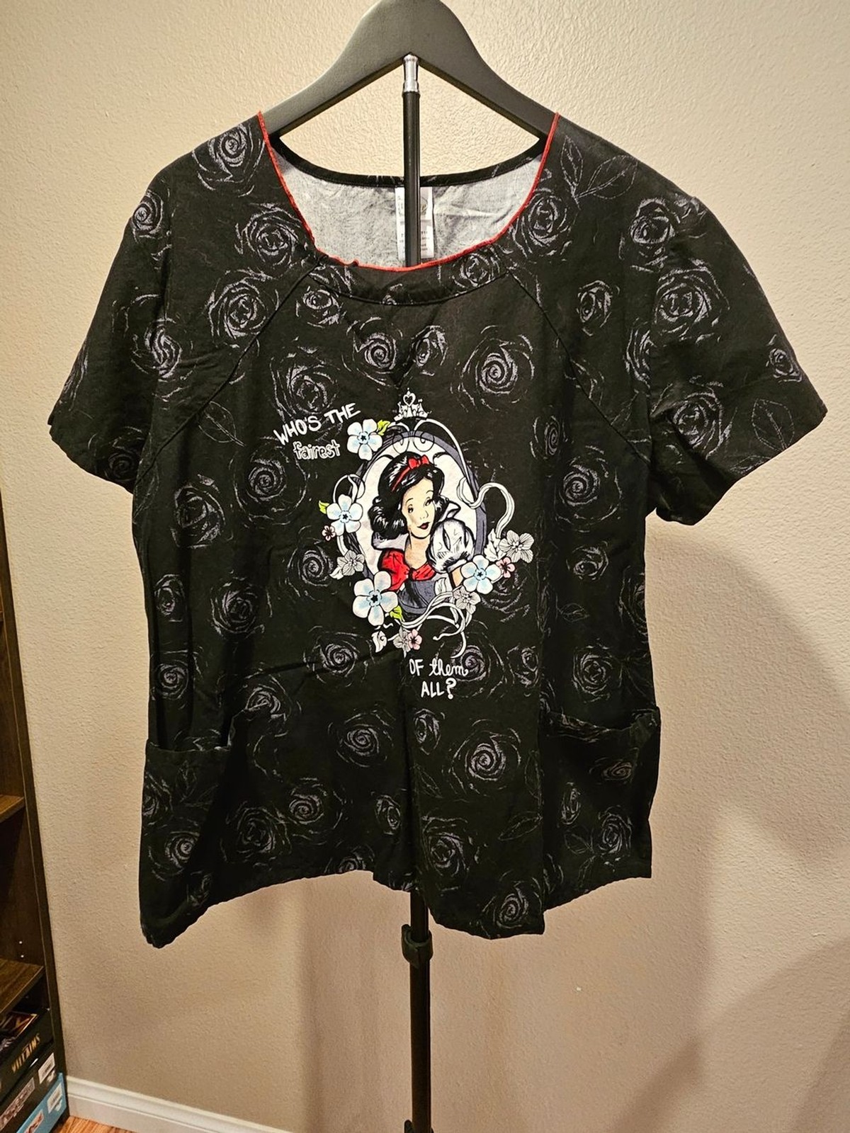 Black Snow White Scrub Top