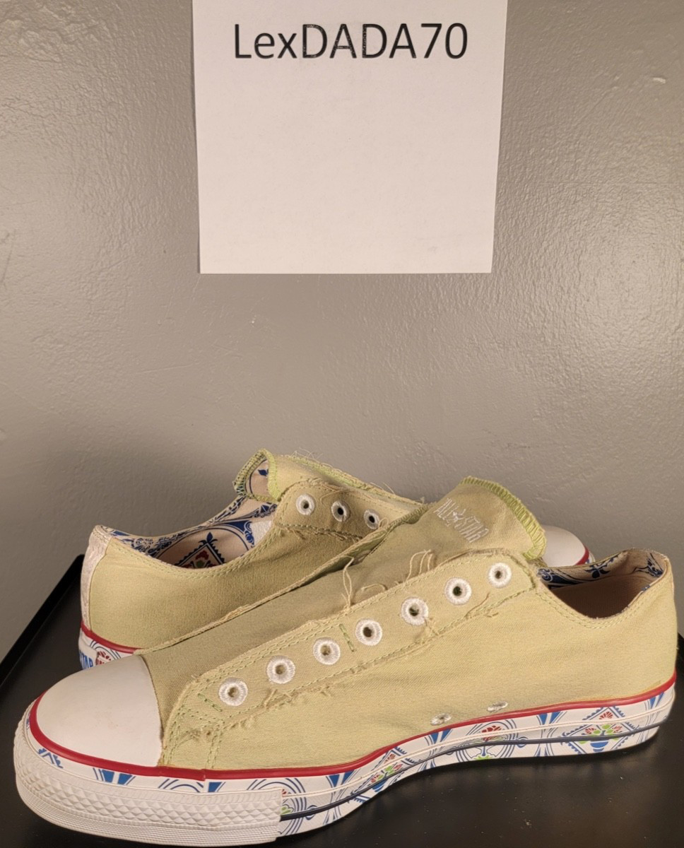 VTG 2006 Converse Chuck Taylor Slip On Apple Green Folk Art Foxing Men 12 NWOB