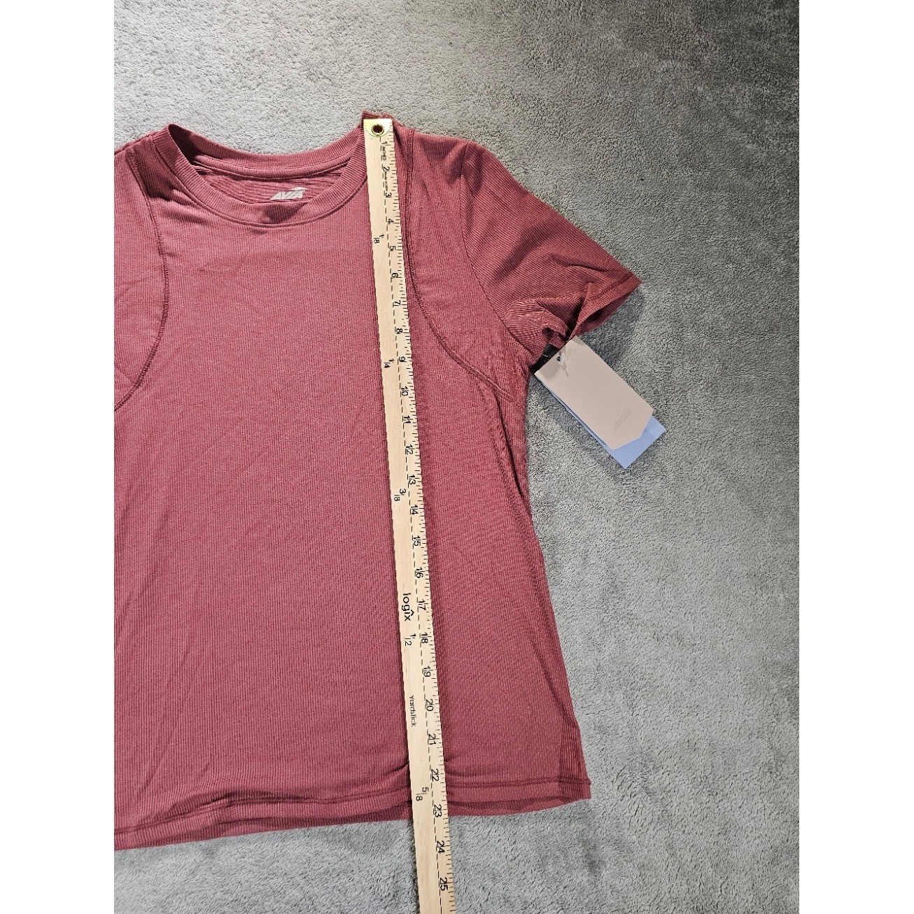 Avia Womens Ribbed Performance T-Shirt Rosewood Mauve XL 16-18 NWT