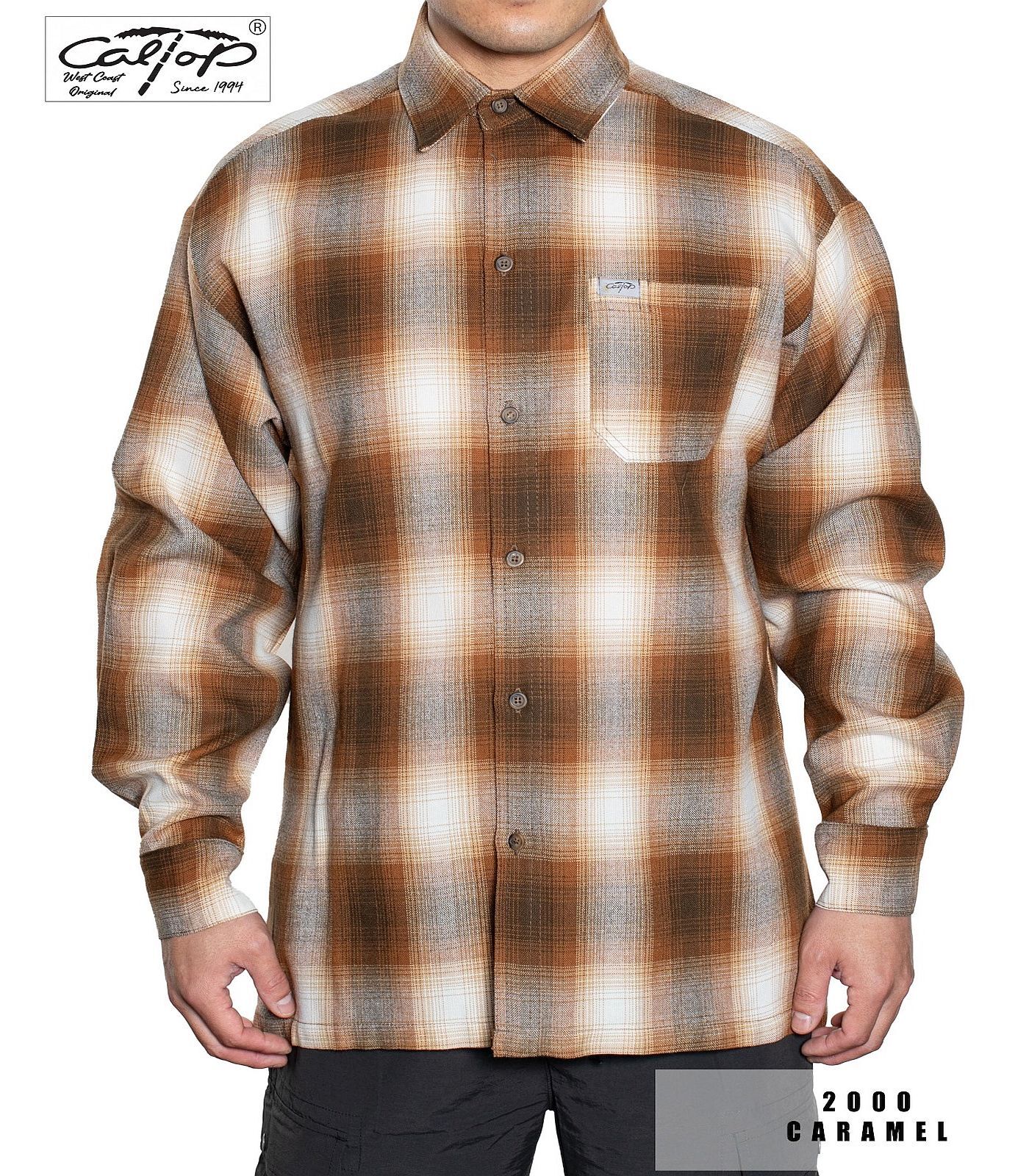 CALTOP OLD SCHOOL FLANNEL VETERANO LONGSLEEVE SHIRT PLAID SM-5X GANGSTER