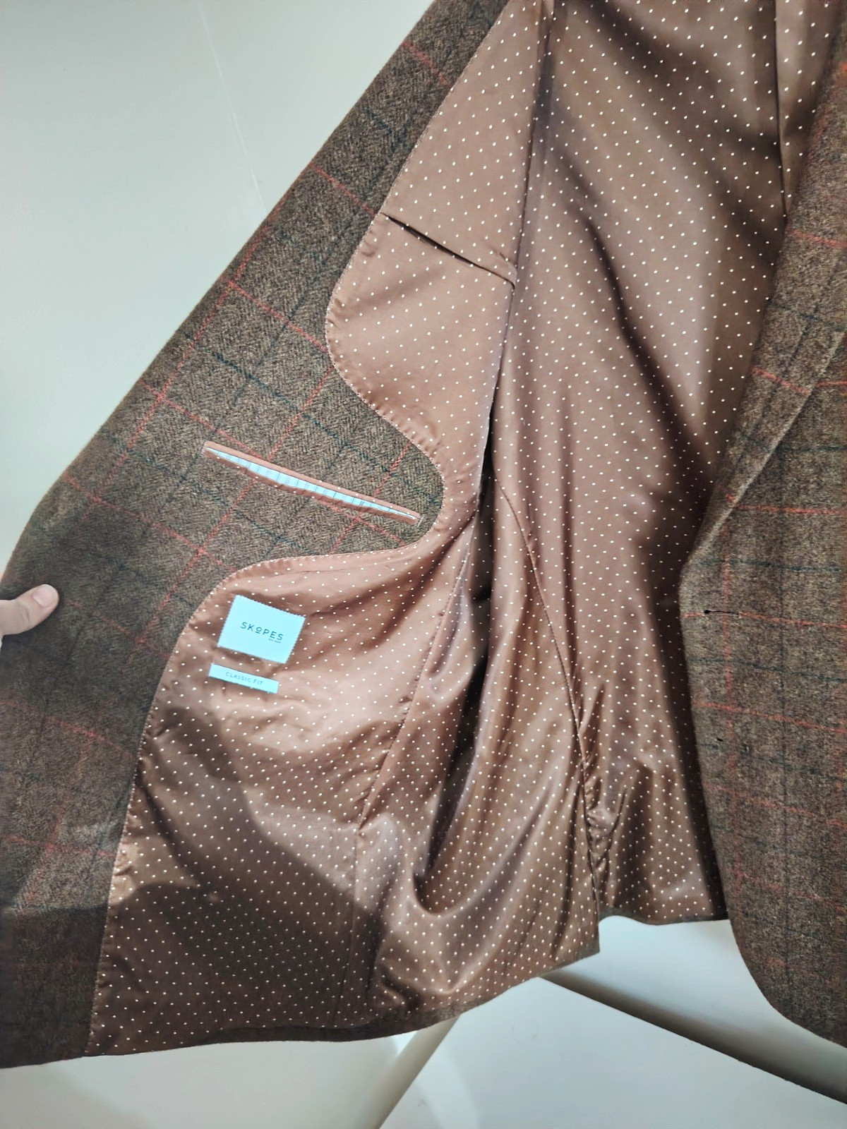 Men’s SKOPES Montrose Tweed Wool Blend Brown Check Blazer Jacket Country 50S