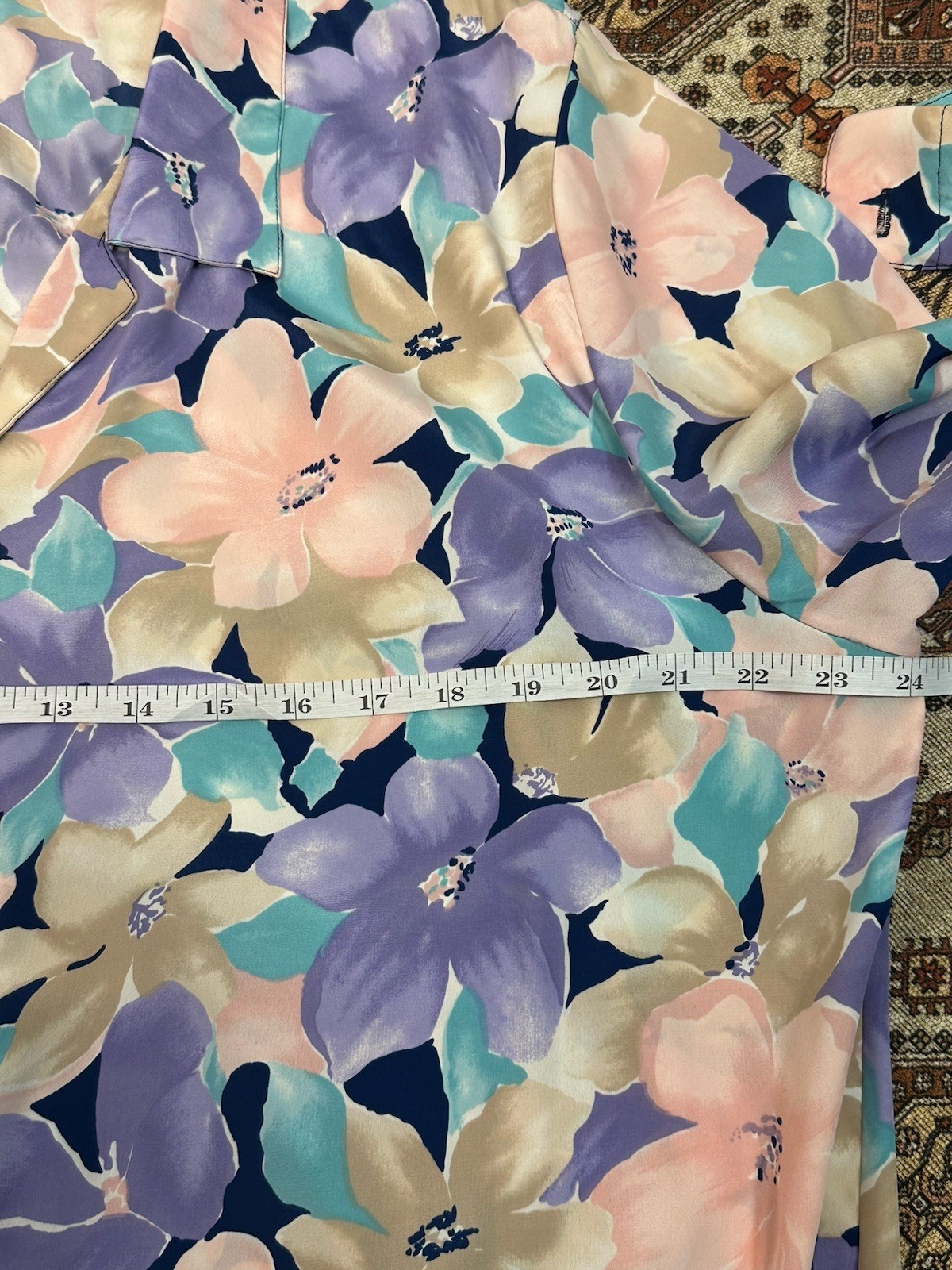 Koret Lavender Multi Floral V-Neck Blouse Size XL