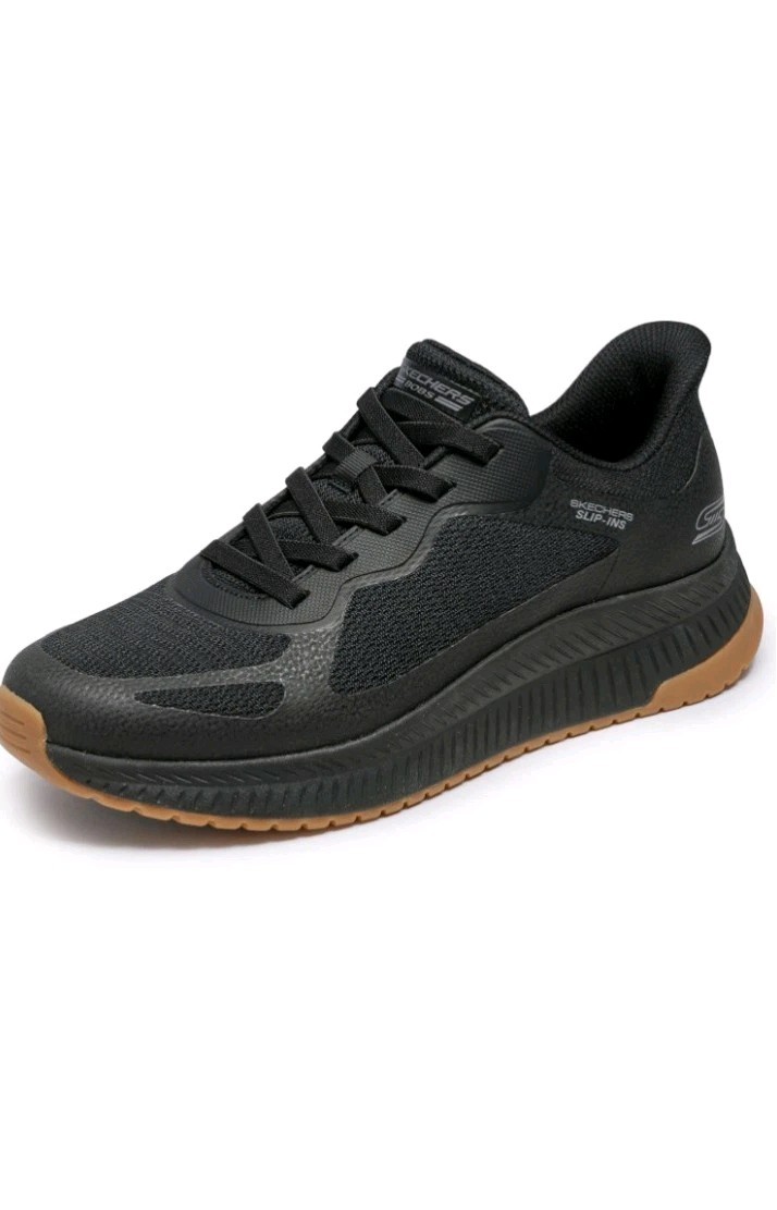 SKECHERS BOBS Squad 4 Hands Free Slip-ins Black Mesh Sneaker Cushioned