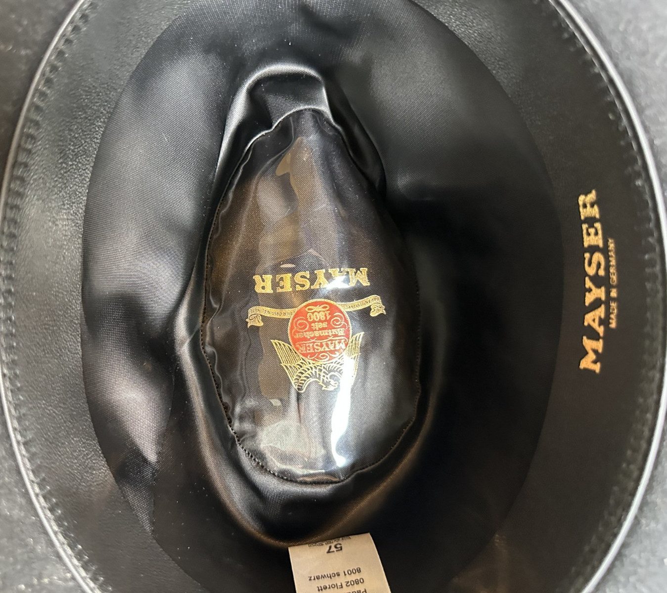 VINTAGE MAYSER CLASSIC Hutmacher Seit 1800 FEDORA BLACK GERMANY SIZE 57 – PREOWN