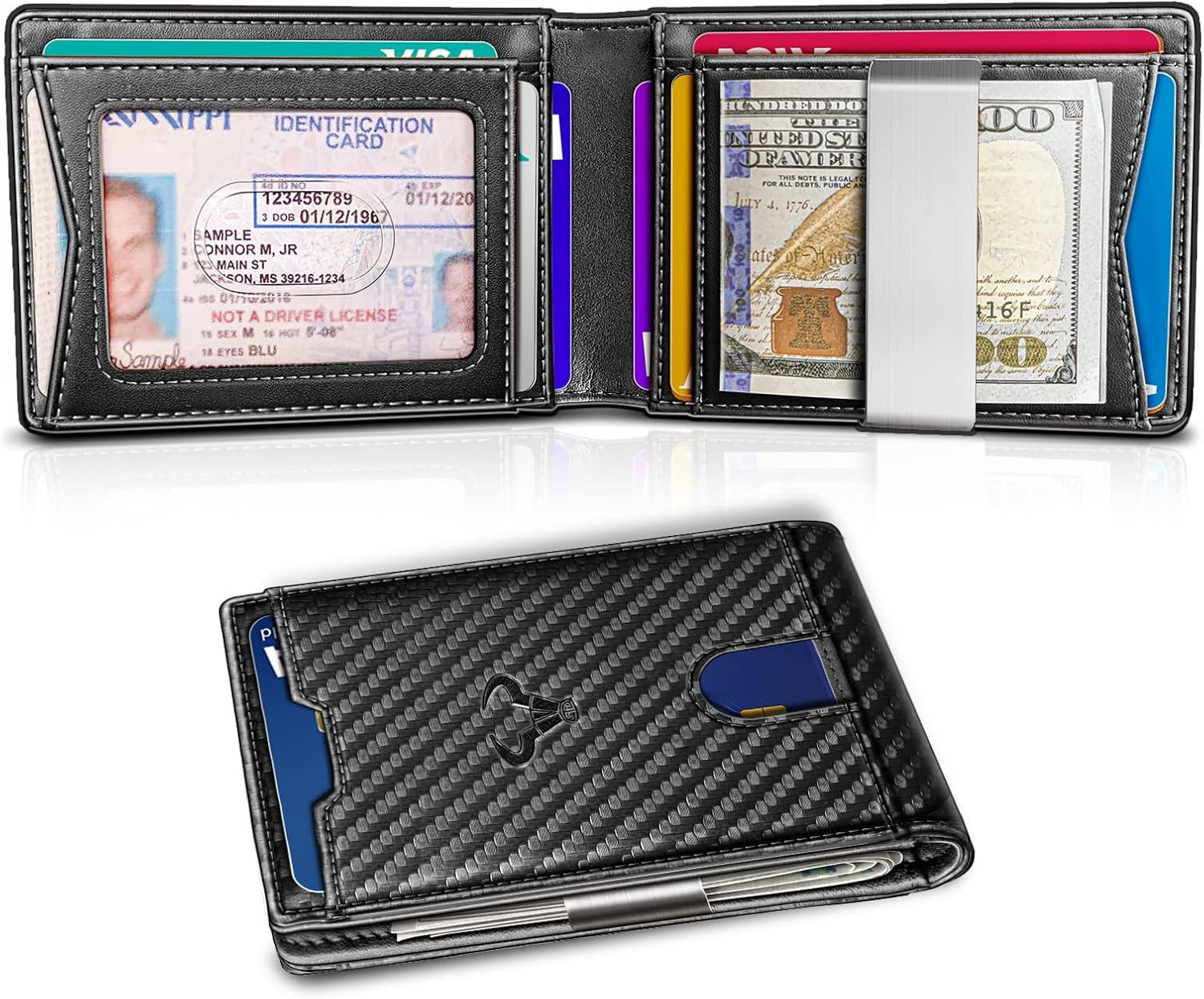 BULLIANT Men Wallet Airtag&Standard Use,Slim Front Pocket Wallet Money Clip for