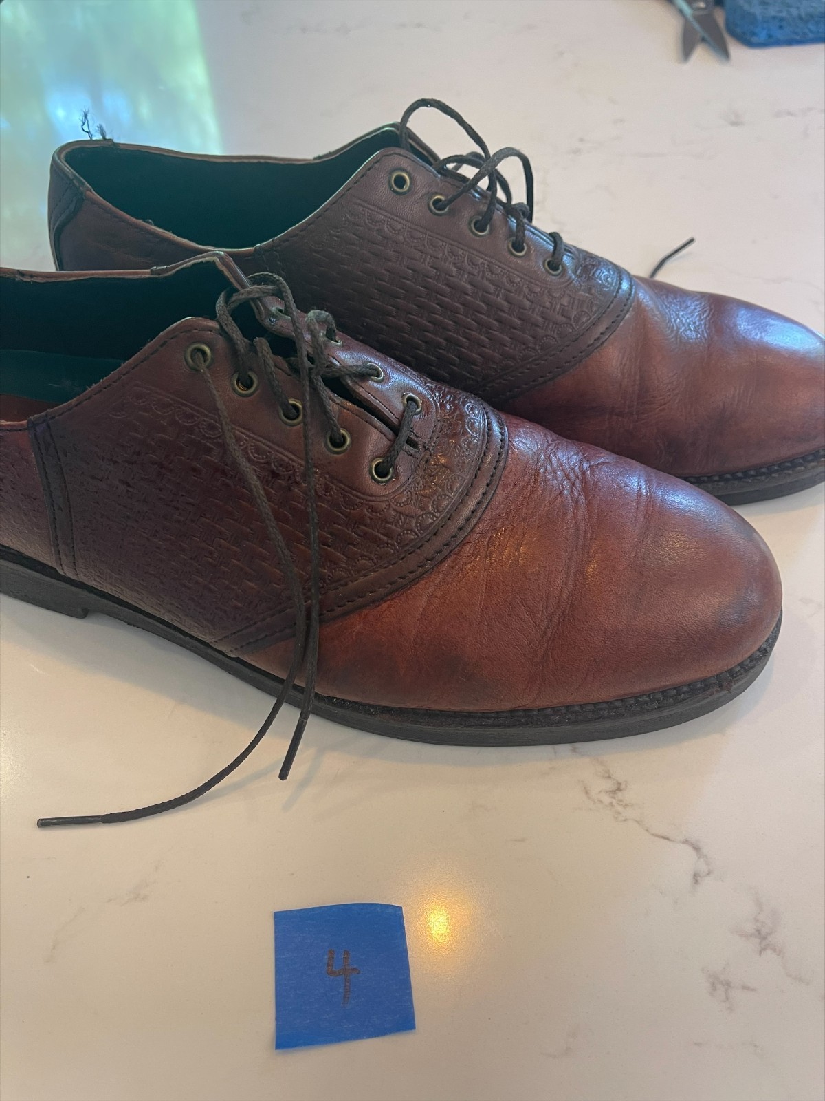 H.S. TRASK 13 M Bison Leather Saddle Shoes Model #4065