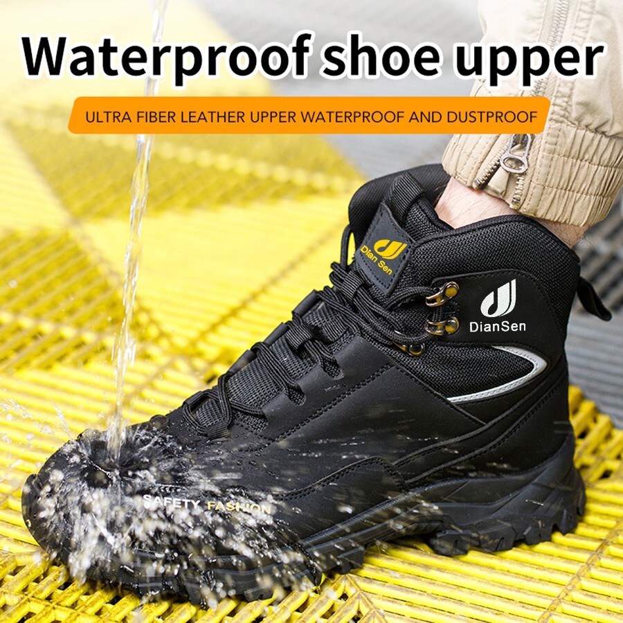 Men’s Steel Toe Work Boots Waterproof Anti-Smash Safety Shoes Construction Shoes