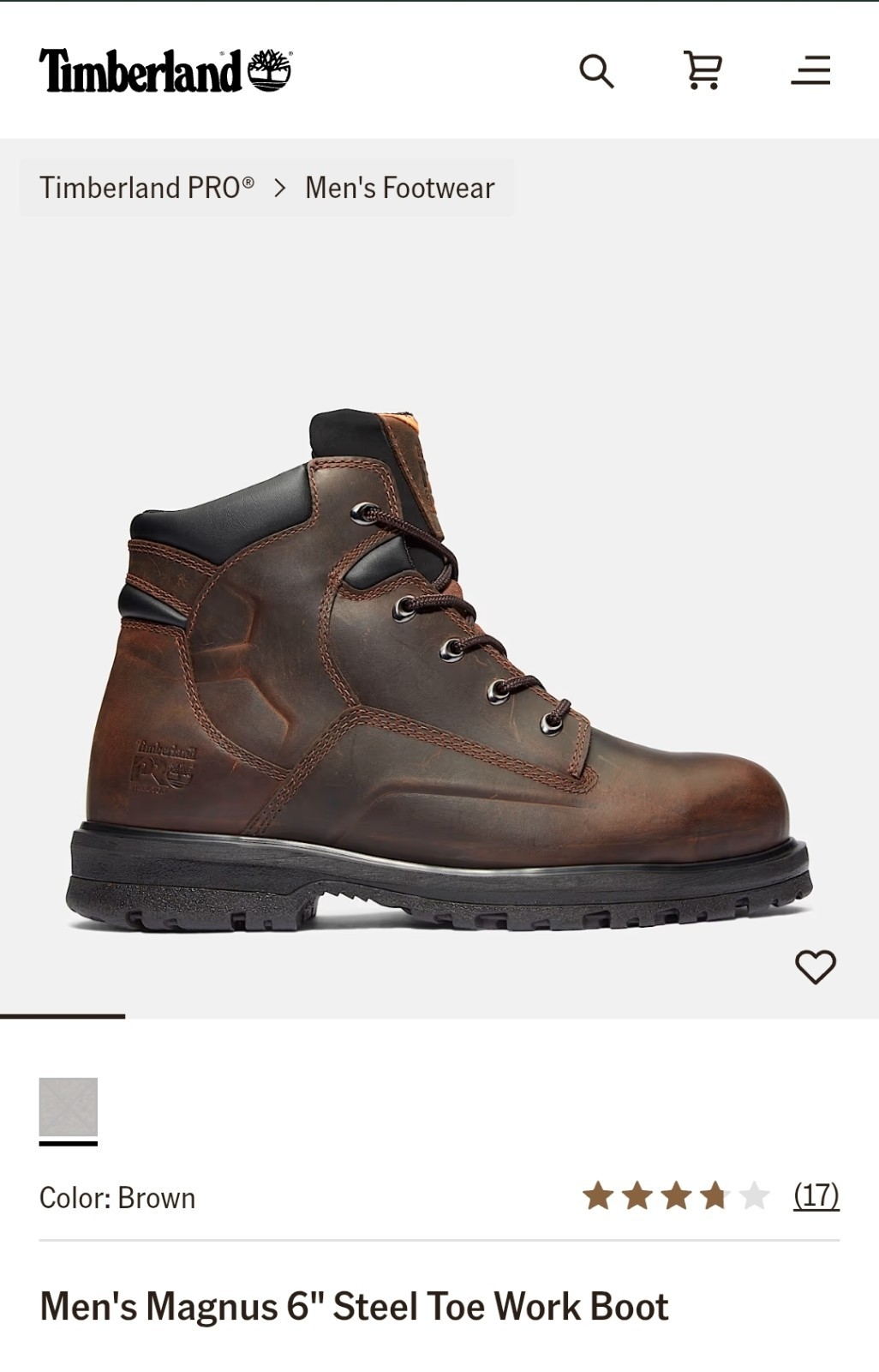 Timberland Pro Magnus Men’s Work Boot 6″ Steel Toe Size 12 W