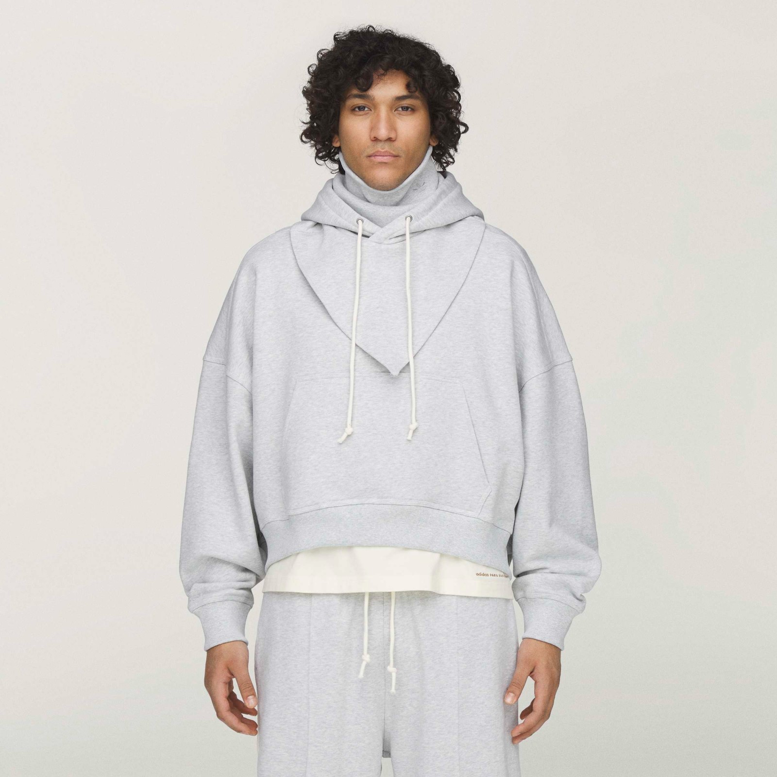 Adidas x Bad Bunny (Light Grey) Men Crewneck Hooded Balaclava Sweatshirt KF1798