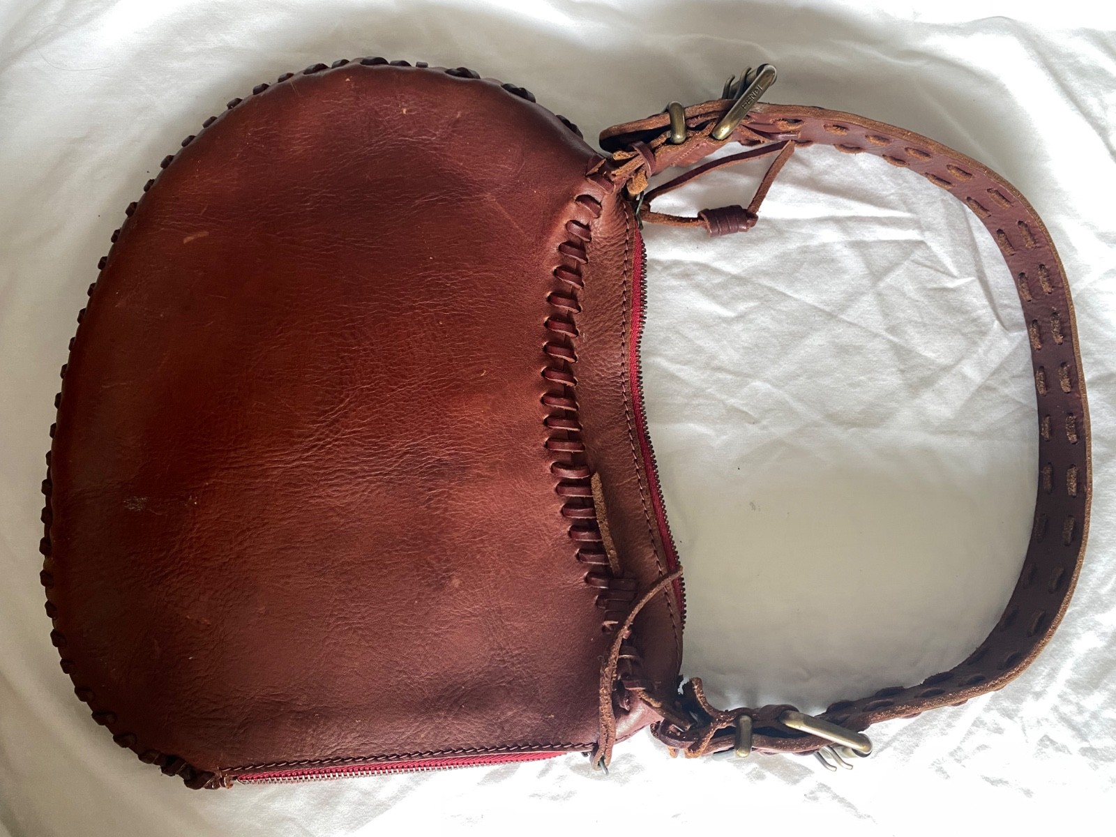 Fendi Shoulder Oyster Maroon Handbag Good Condition