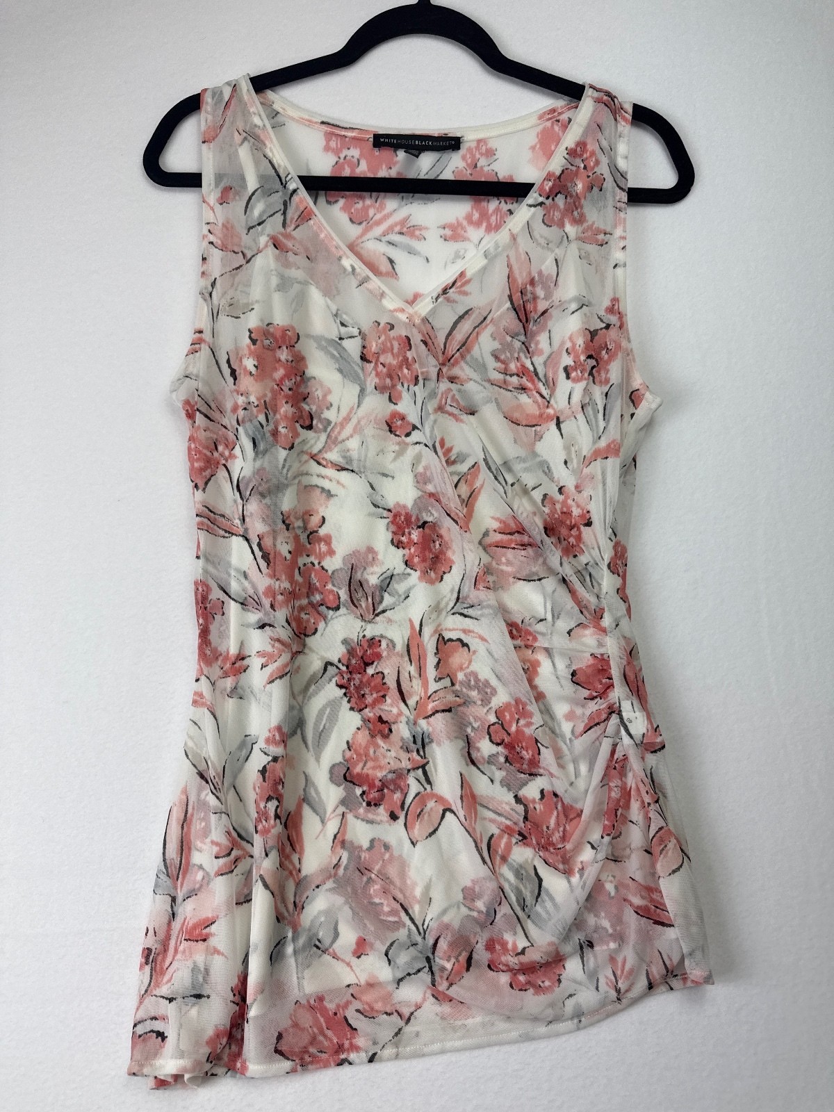 White House Black Market Floral Sleeveless Top Large