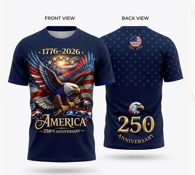 NEW 3D America 250th Anniversary T-Shirt AA29