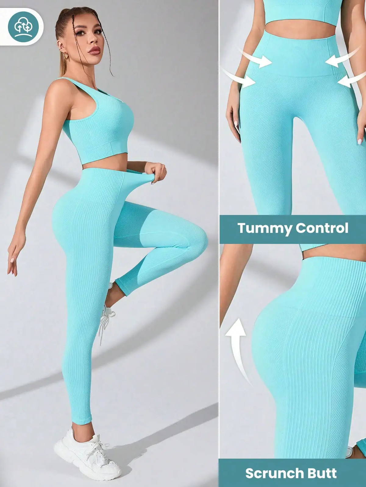 Women’s Workout Sets 2 Piece – Seamless Yoga Leggings and Cross-Strap Sports Bra