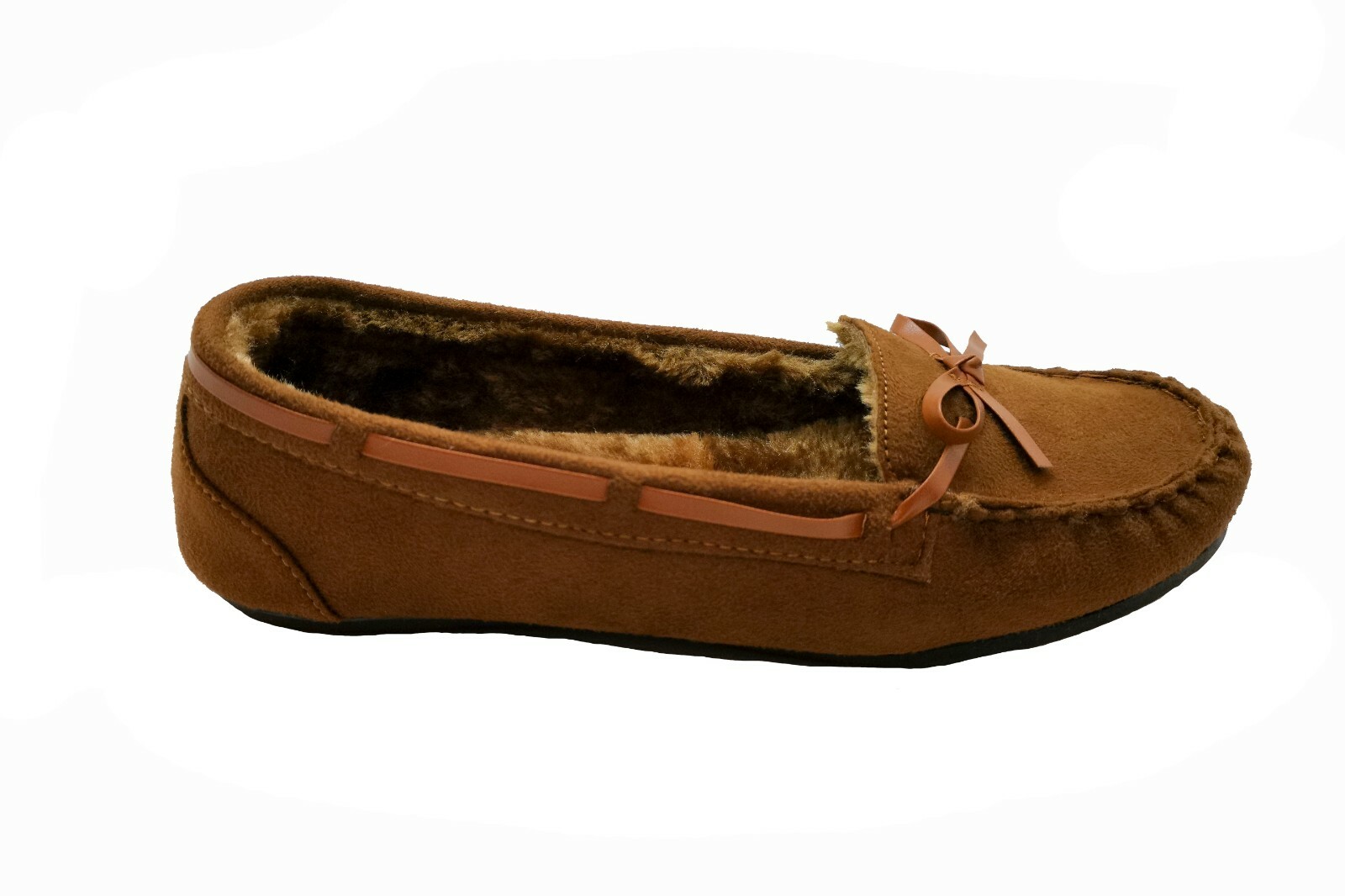 Moccasins Women Slip On Indoor Outdoor Shoe Slipper Fur Loafer #985