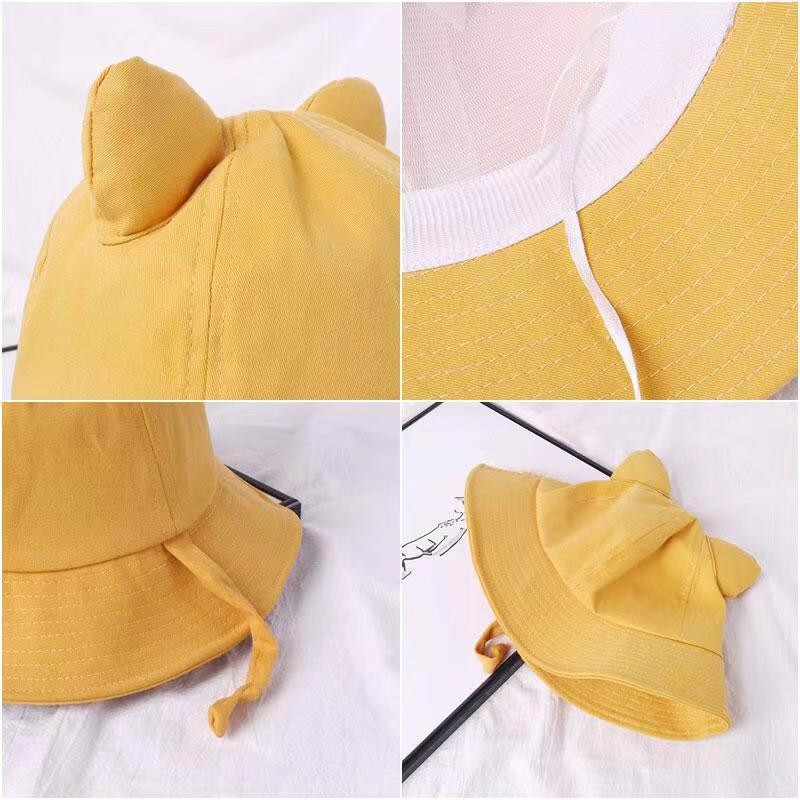Summer and Spring Women Lovely Cat Ears Small Tail Bucket Hat Girl Fisherman Cap