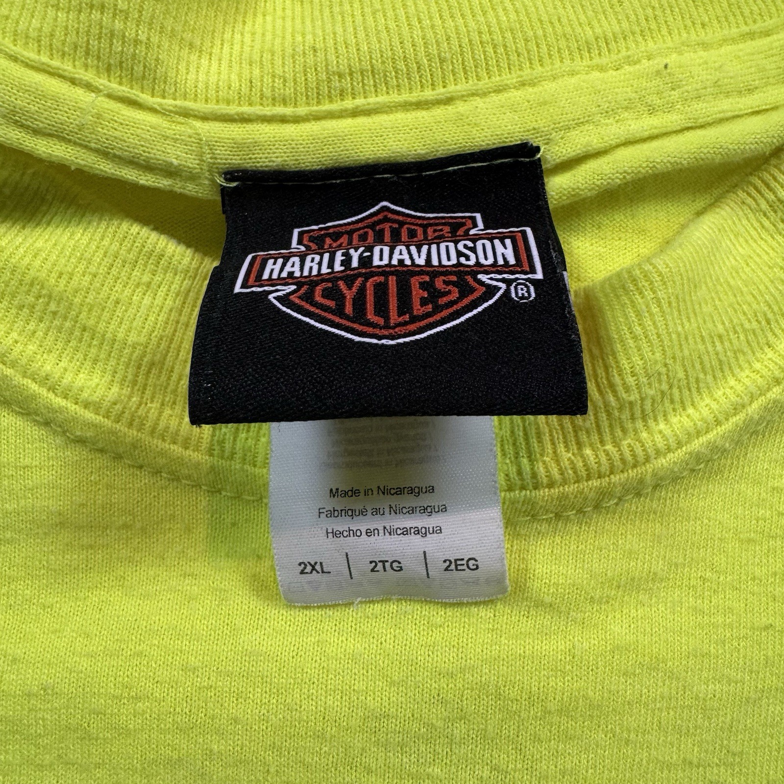 Harley Davidson T-Shirt Men’s XXL Roatan Honduras Neon Yellow