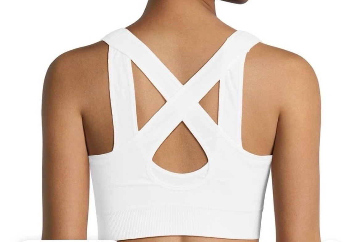 Avia Zip Front High Support Sports Bra Wireless Crossback White L