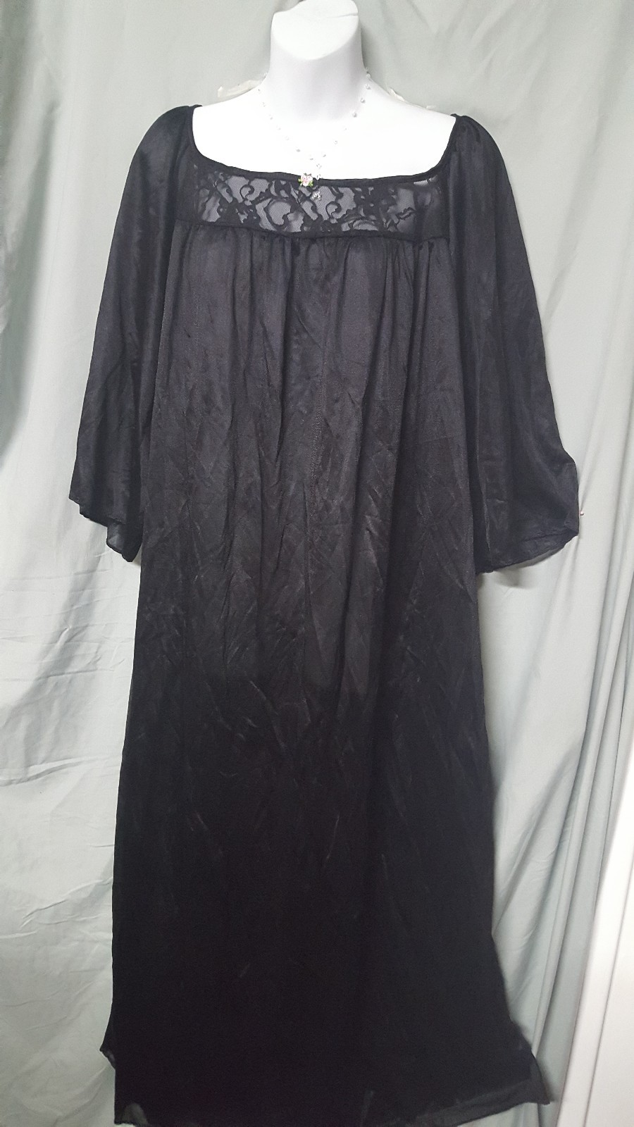 Only Necessities Nightgown BLACK CALF 3/4 Sleeve LIGHTWEIGHT Plus 5X 72″ Bust