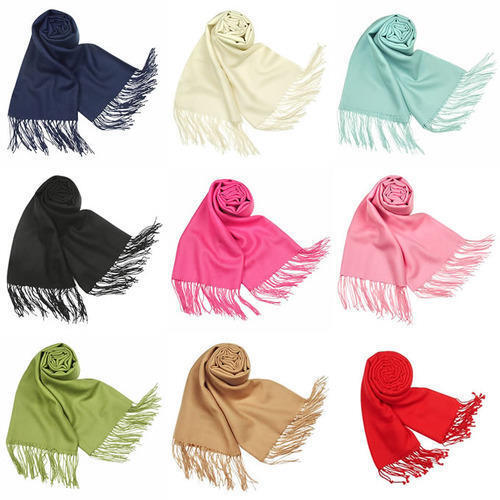 Women Pashmina Wool Feel Silky Classic Solid Wedding Shawl Scarf Stole Wrap