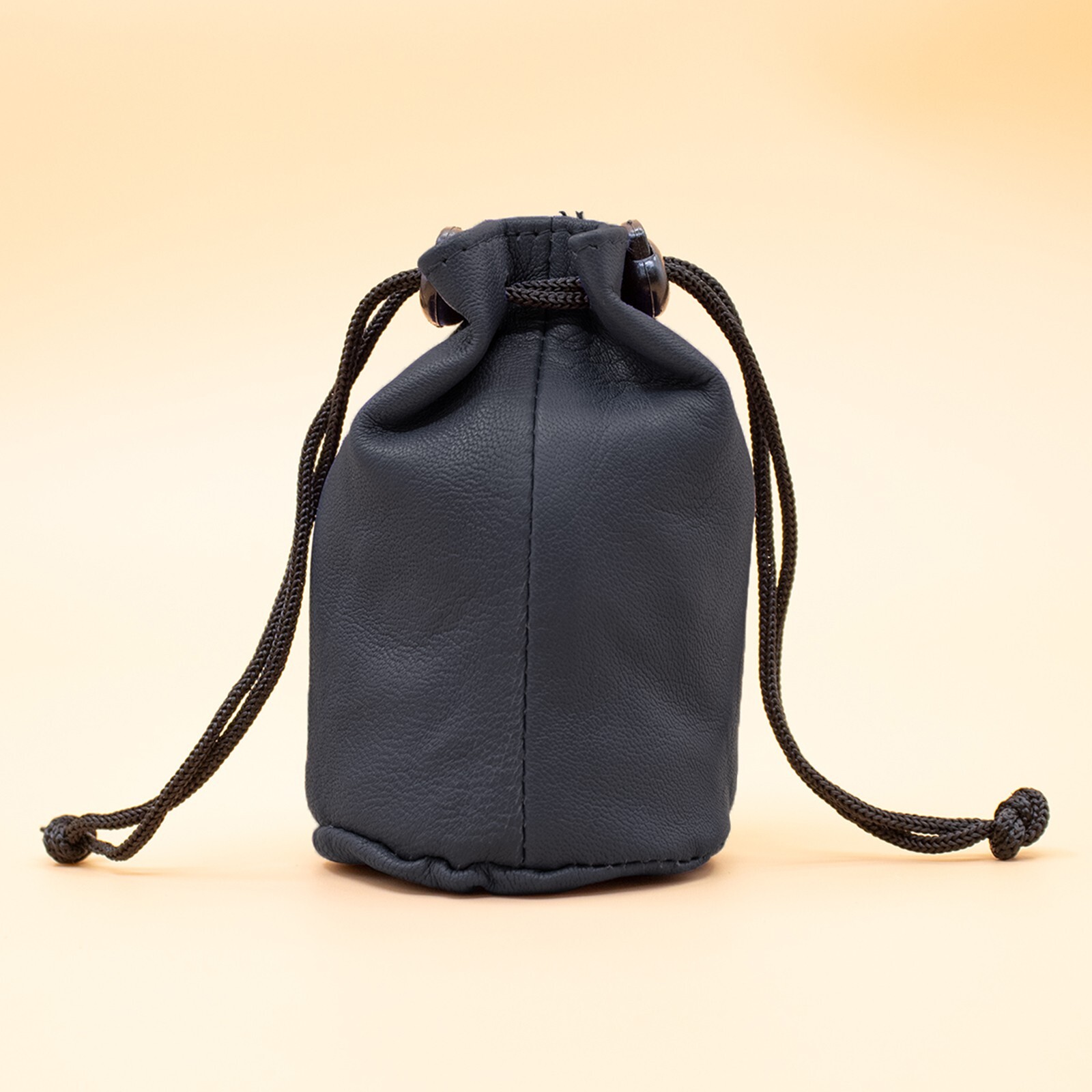 Genuien Leather Coin Jewellery Drawstring Pouch Small Unisex Purse , Gift Black